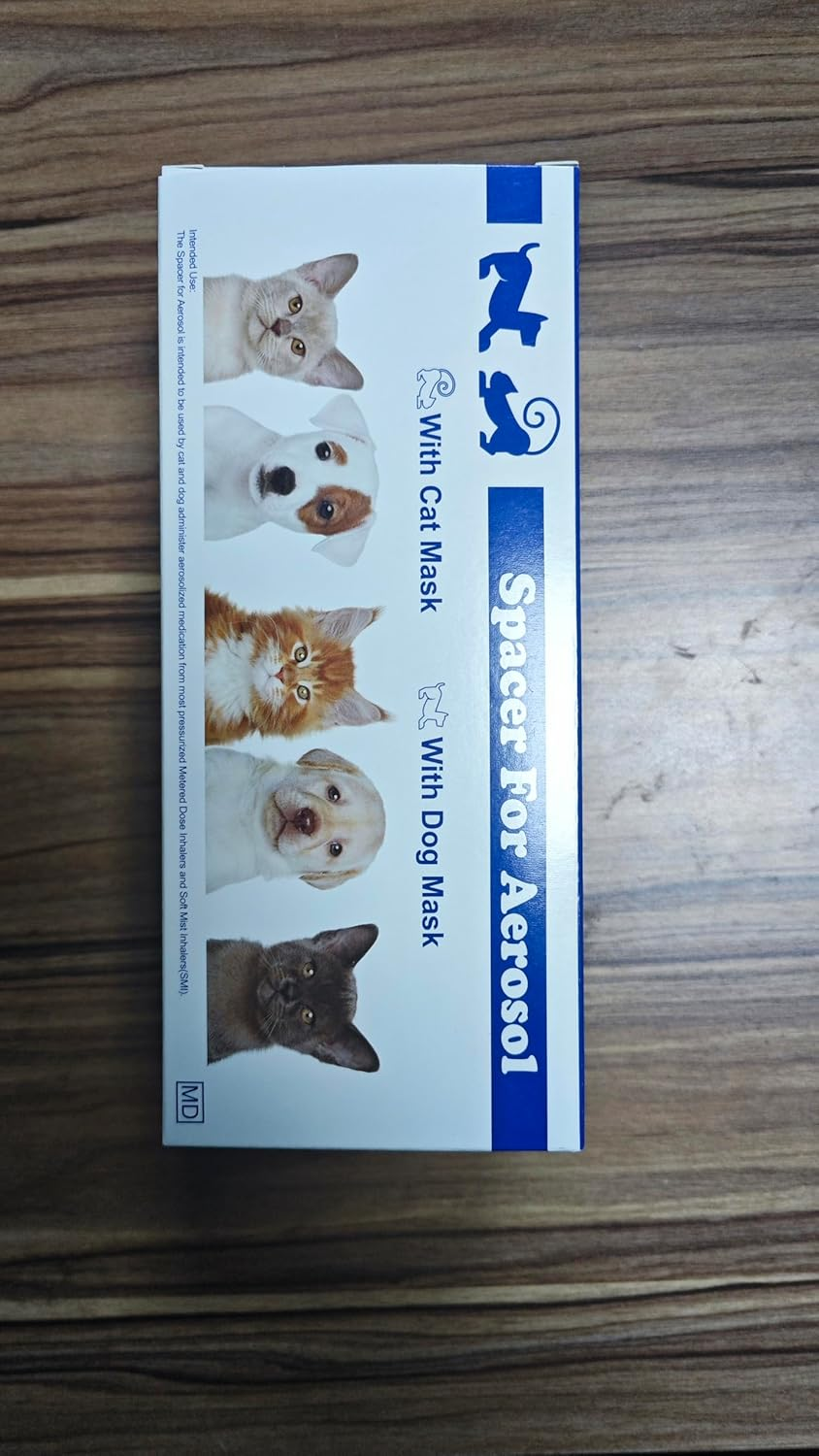 Inhaler Spacer for Dogs/Cats with 2 Silicone Masks, Aerosol Chamber Canine Spacer for Cats and Doggy for Respiratory Diseases Such as Bronchitis Feline Breathing Shortness Asthma