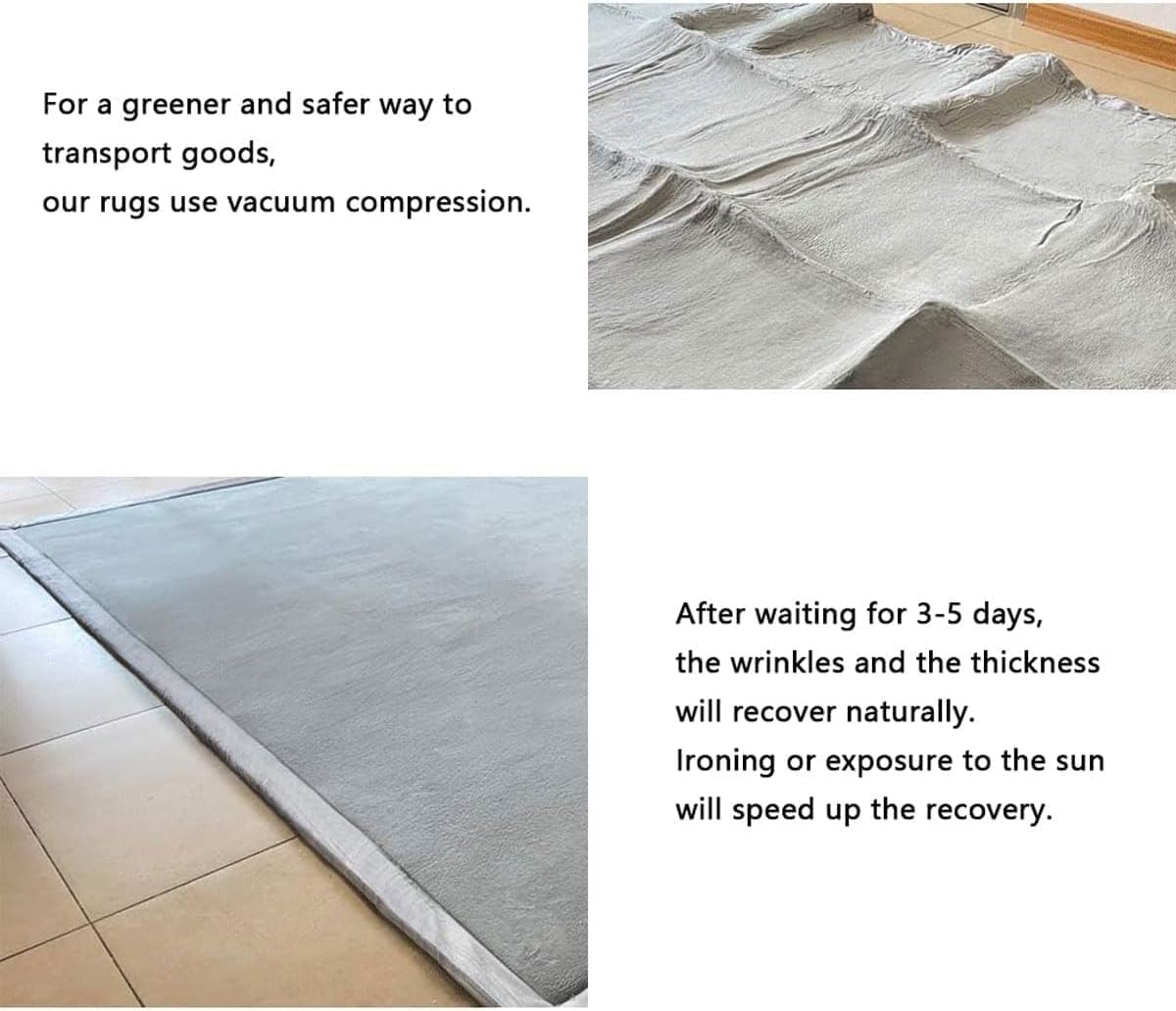 Grey Memory Foam Play Mat - 3CM Thick, Soft Coral Velvet, Large Non-Slip Nursery Rug, Tummy Time,Crawling Mat,Yoga Mat,Living Room Mat(150 * 200 * 3Cm) image number 6