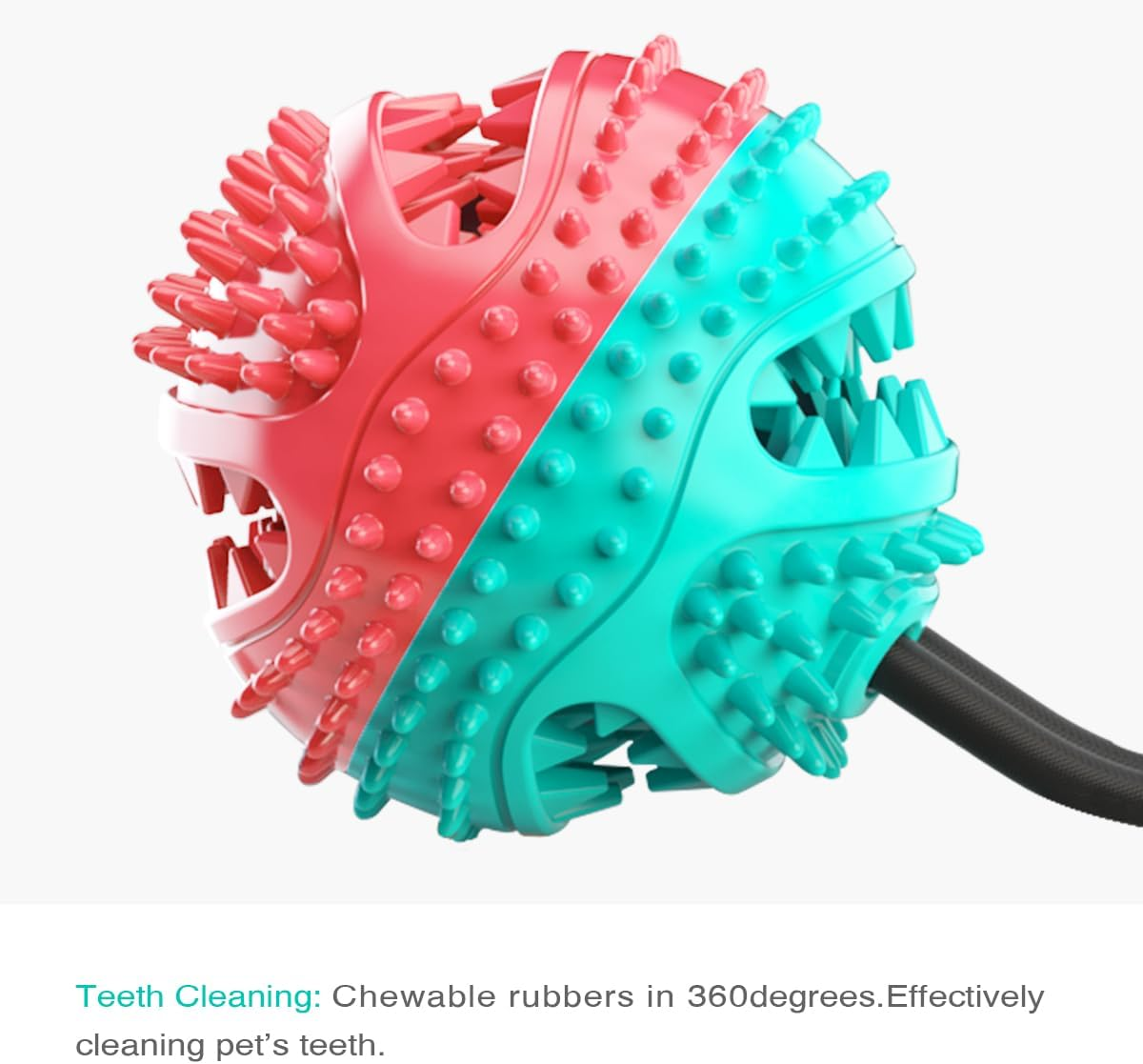 Interactive Dog Toy for Aggressive Chewers, Puzzle Treat Food Dispensing Ball Toy,Dog Toy Tug of War Serrated Molar Stick image number 3