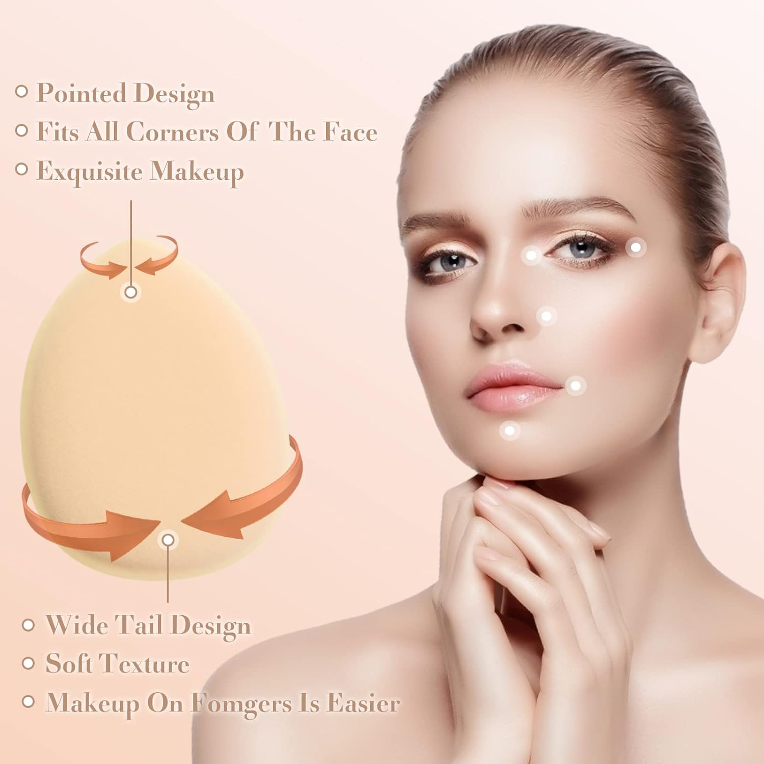 Sibba 12 Pieces Sponges Powder Puff with Finger Holder Strap Mini Beauty Blender Face Eyes Makeup Pads for Liquid Foundation Halloween Costume Festival Make up Cosmetic Wet Dry Tool