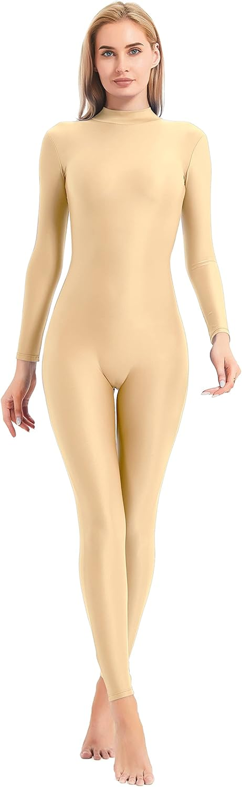 Speerise Adult High Neck Zip One Piece Unitard Full Body Leotard Bodycon Jumpsuit for Women