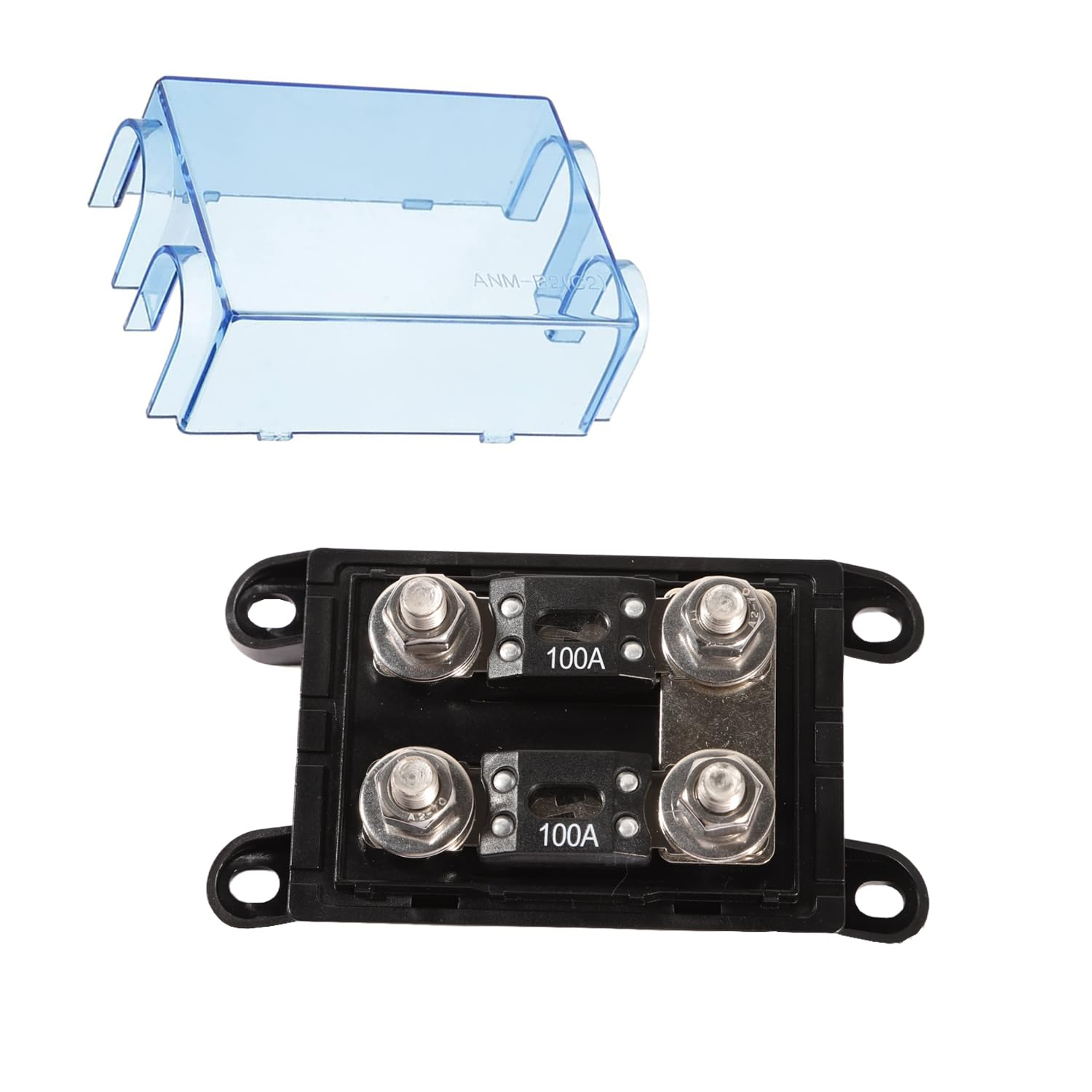 Ktolplao 2-Way MEGA/ANM Fuse Holder with Clear Window 100A Bolt down Fuse Holder 12-48V DC for Automotive Repair Car Audio Inverters image number 2