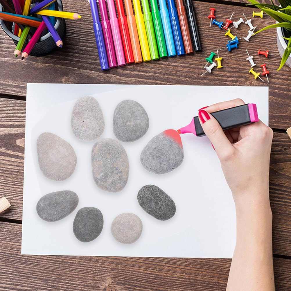 TEHAUX 20Pcs Smooth Painting Stones - Natural Grey Pebbles for DIY Crafts, Kids Art Projects, Home Decor, 3-5Cm, Polished Surface image number 3