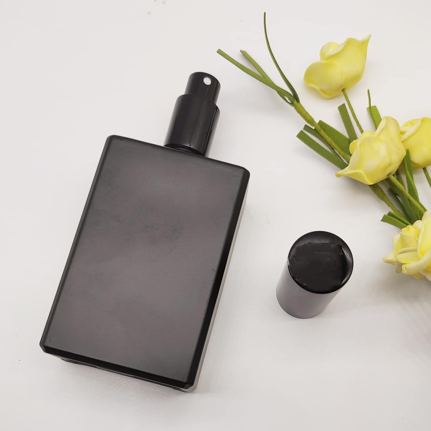 Pimyrcyi 2PCS Spray Bottles for Essential Oils,Empty Square Glass Perfume Fine Mist Spray Container (Matte Black, 100Ml/3.4Oz) image number 1