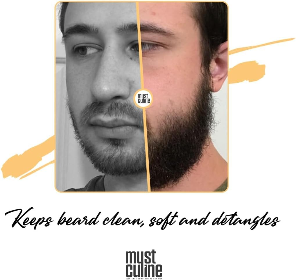 Mustculine Beard Wash Shampoo, Tea Tree Oil & Argan Oil Anti-Dandruff, Anti-Itching Shampoo for Men (1 Package) image number 1