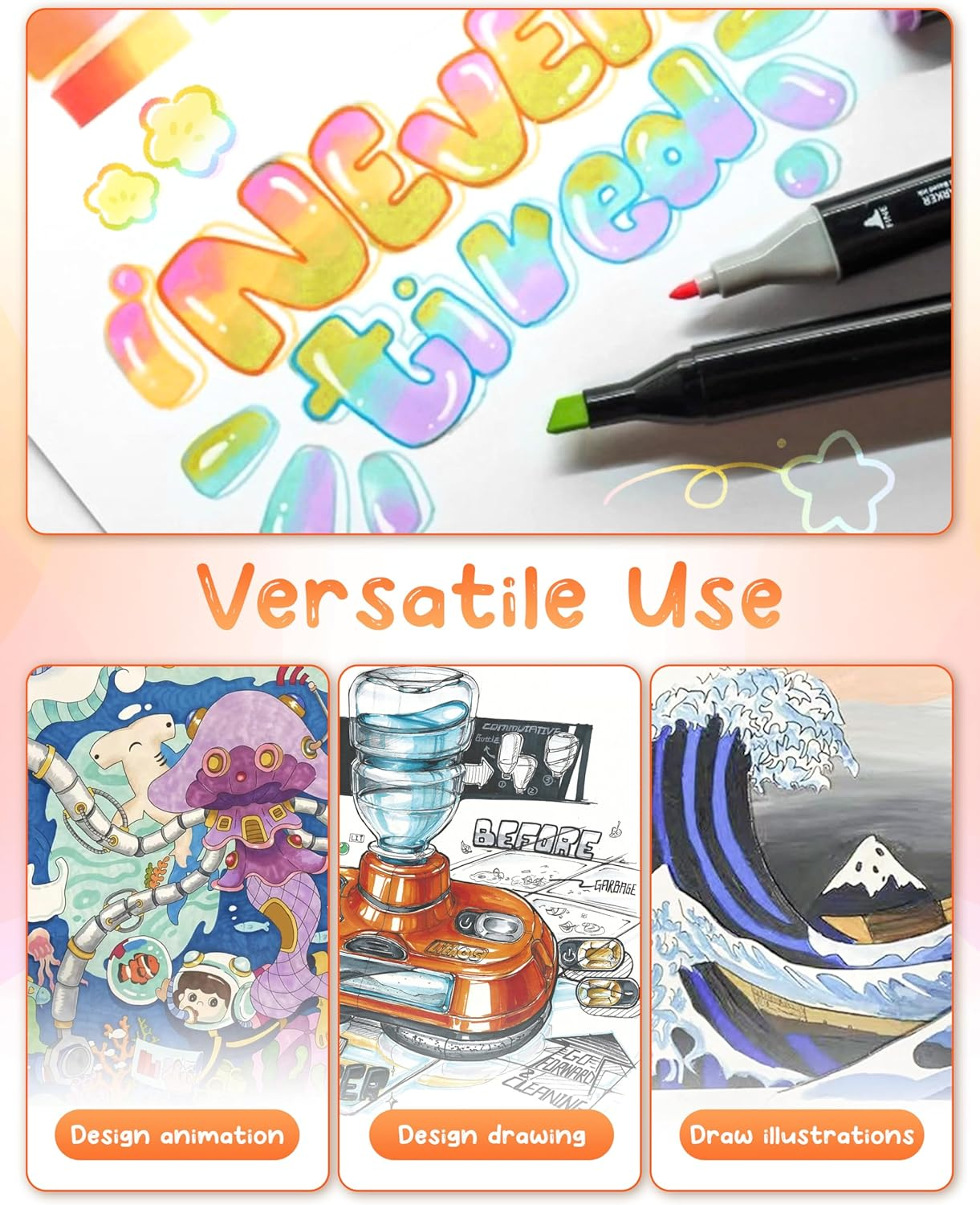 YESDEX Alcohol Markers Brush Tip - 80 Colors Dual Tipped Art Marker Set for Painting, Coloring, Drawing and Sketching, Alcohol Based Twin Sketch Markers Pen for Boys Girls Students Artist Adult image number 4