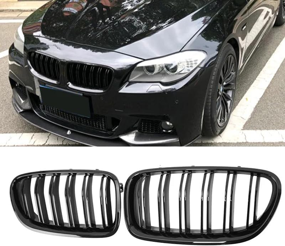 For BMW 5 Series F10 F11 F18 Sedan 520I 528I 535D 535I 550I 520I Car Front Kidney Grille Racing Grill Double Slats Gloss Black Grilles Automotive Replacement Parts 2010-2017 Years image number 1