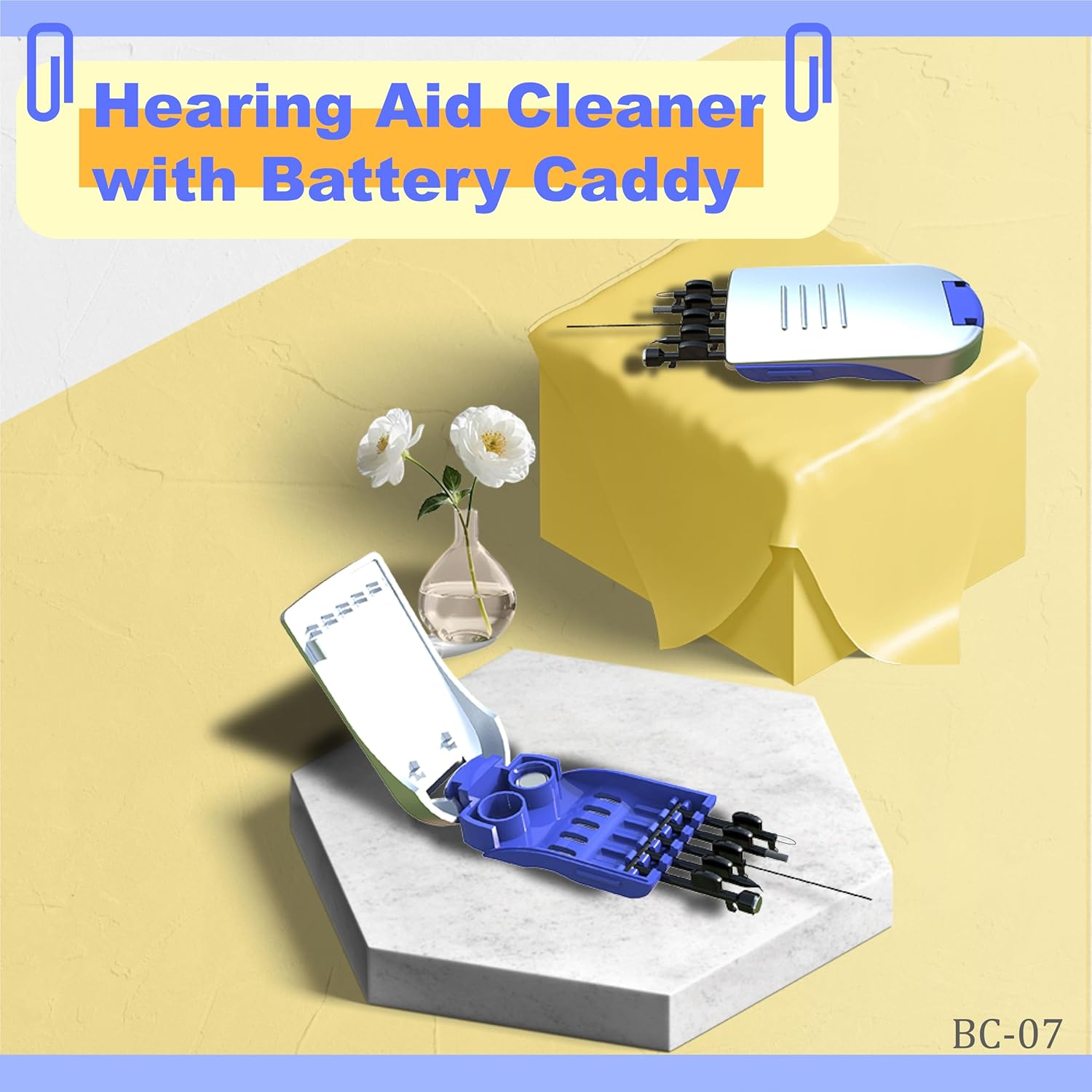 FUTURESUN Hearing Aid Cleaner Kit with Battery Caddy &ndash; 5-In-1 Cleaning Tools for Wax & Debris Removal &ndash; Fits All Hearing Aid Battery Sizes (675, 312, 13, 10) &ndash; Portable Maintenance & Storage Case image number 4