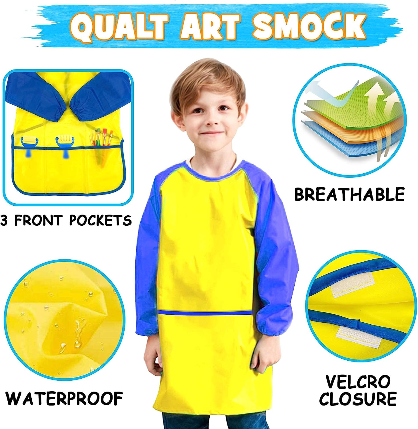 Shuttle Art Washable Finger Paint Set, 14 Colours Kids Paint Set with Brushes, Finger Paint Pad, Sponge, Palette, Smock, Nontoxic for Toddlers Home Activity Early Education image number 1