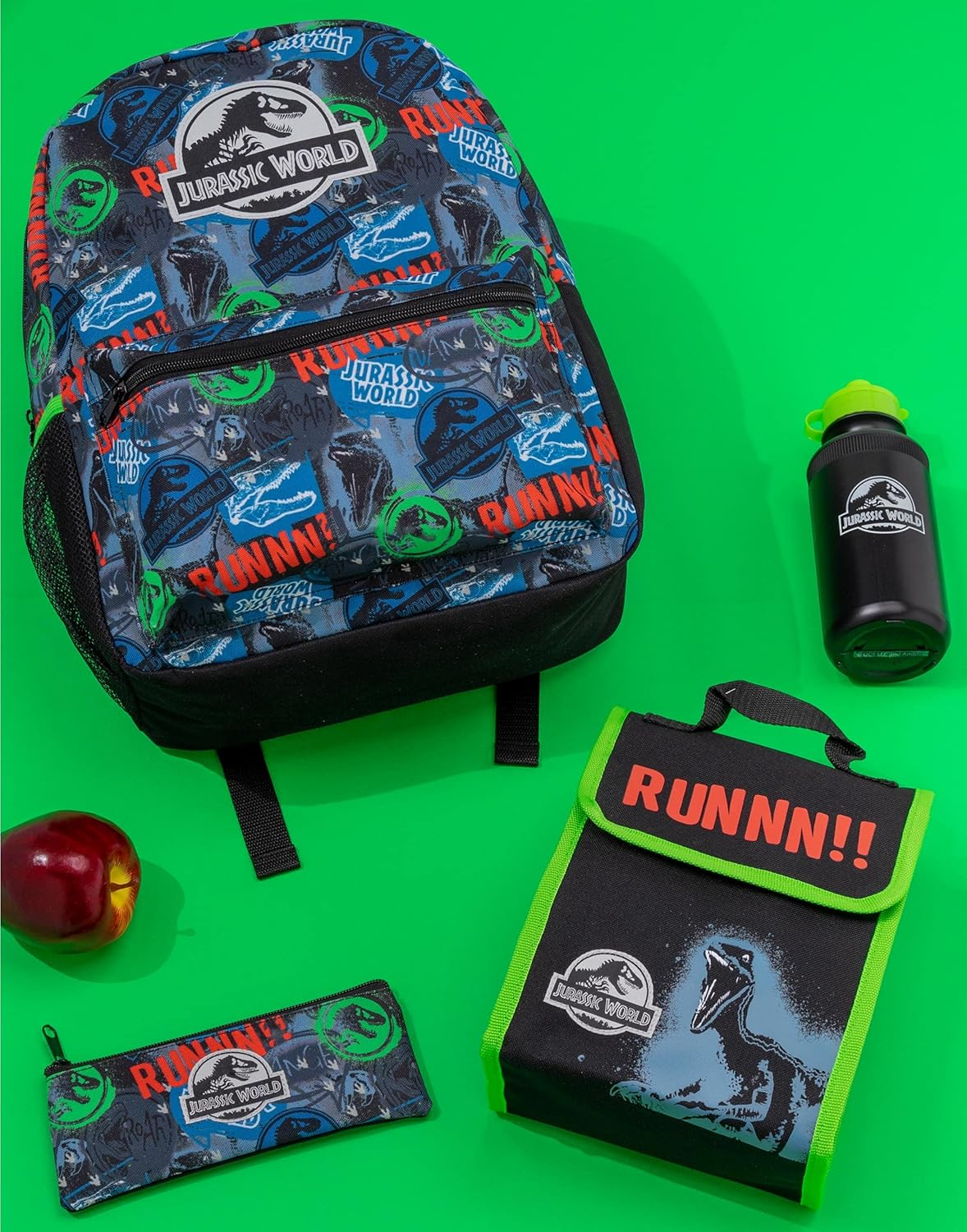 Jurassic World Backpack and Lunch Box Set for Kids | 4 Piece Dominion Movie T-Rex School Rucksack, Lunch Bag, Pencil Case & Water Bottle One Size image number 2