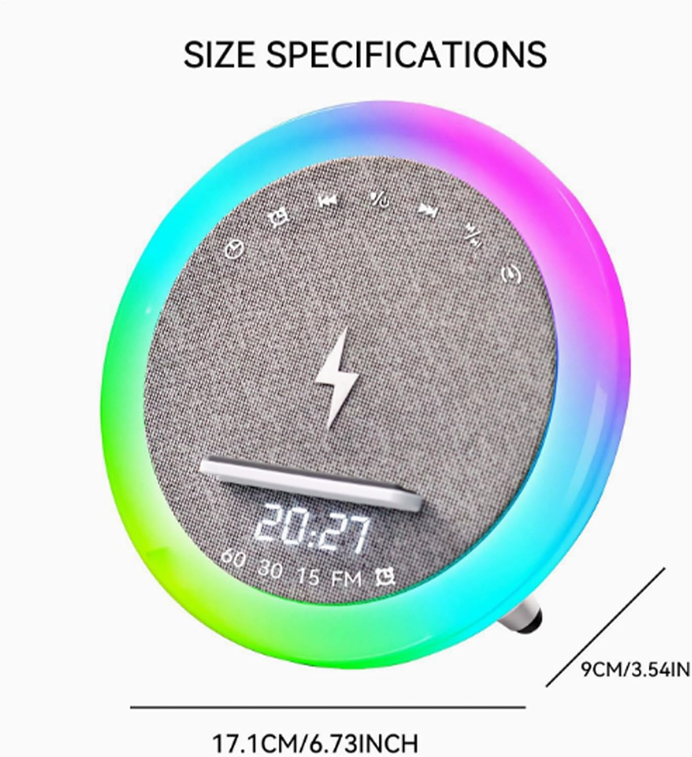 Buhygn Portable Wireless Speaker,Fast Charging with White Noise Night Light - 4-In-1 Cell Phone Wireless Charger Speaker - for Home Office Dorm Apartment Bar Travel Men Women Birthday Christmas image number 4