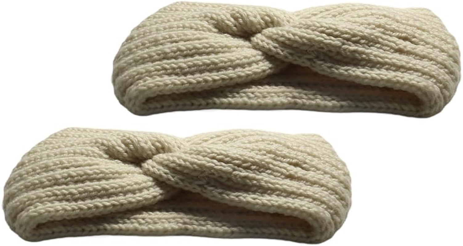 Enwye 3Pcs/Set Autumn Winter Knitted Headband, Elastic Chunky Knit Headbands Crochet Head Wraps for Women and Girls Skiing Running Workout image number 1