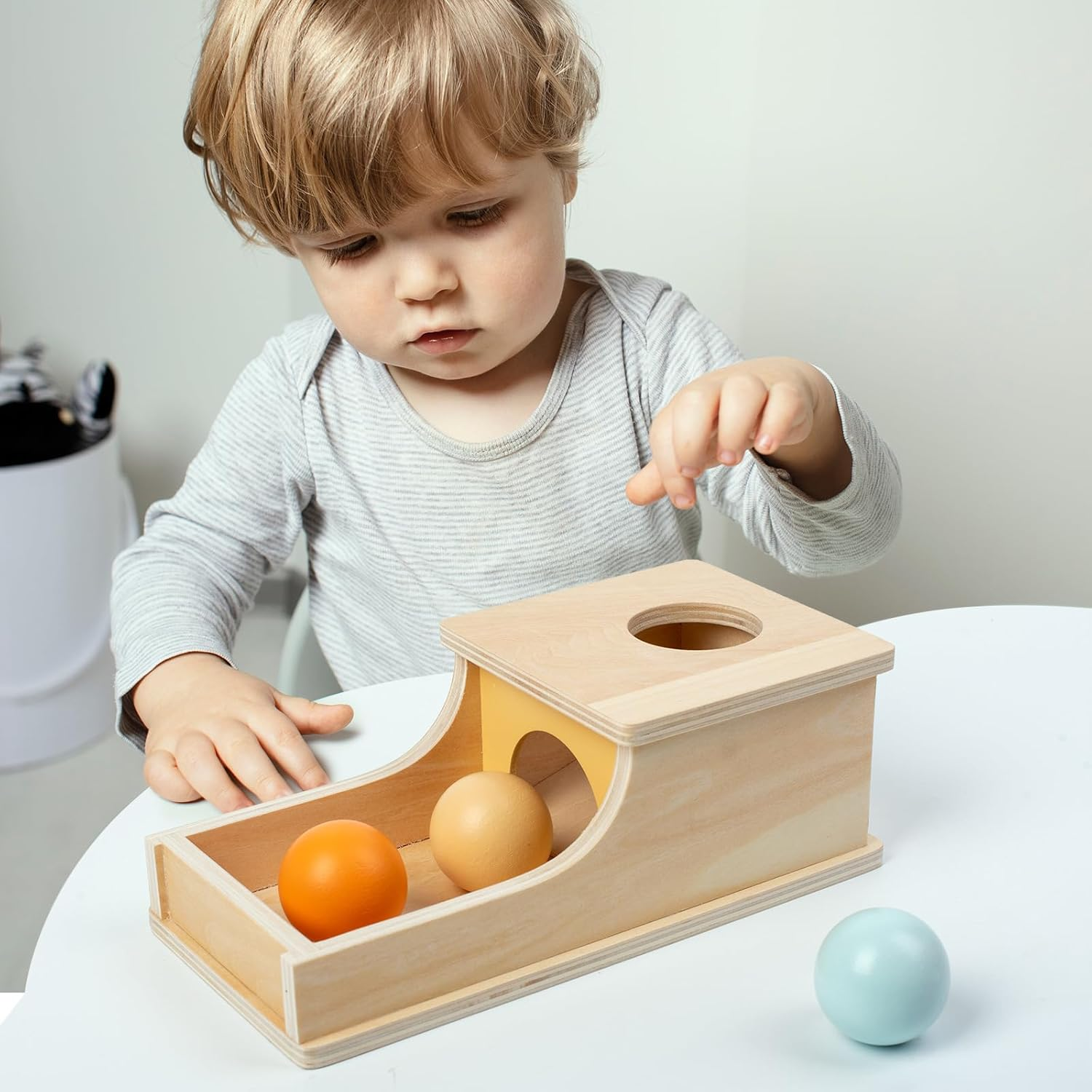 Montessori Toys for Babies 6-12 Months, Object Permanence Box Wooden Ball Drop Toy, Early Learning Toy Play for 6 Month to 3 Year Old Toddlers and Infants