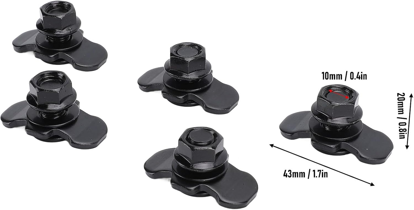 5 Pcs L Track Threaded Bolt Double Stud Fitting, M10X20Mm L Track Double Lug Threaded Stud Nut Fitting Tie Down, for Truck Bed Trailer Cargo Control Pickup RV ATV (Black) - Black image number 4