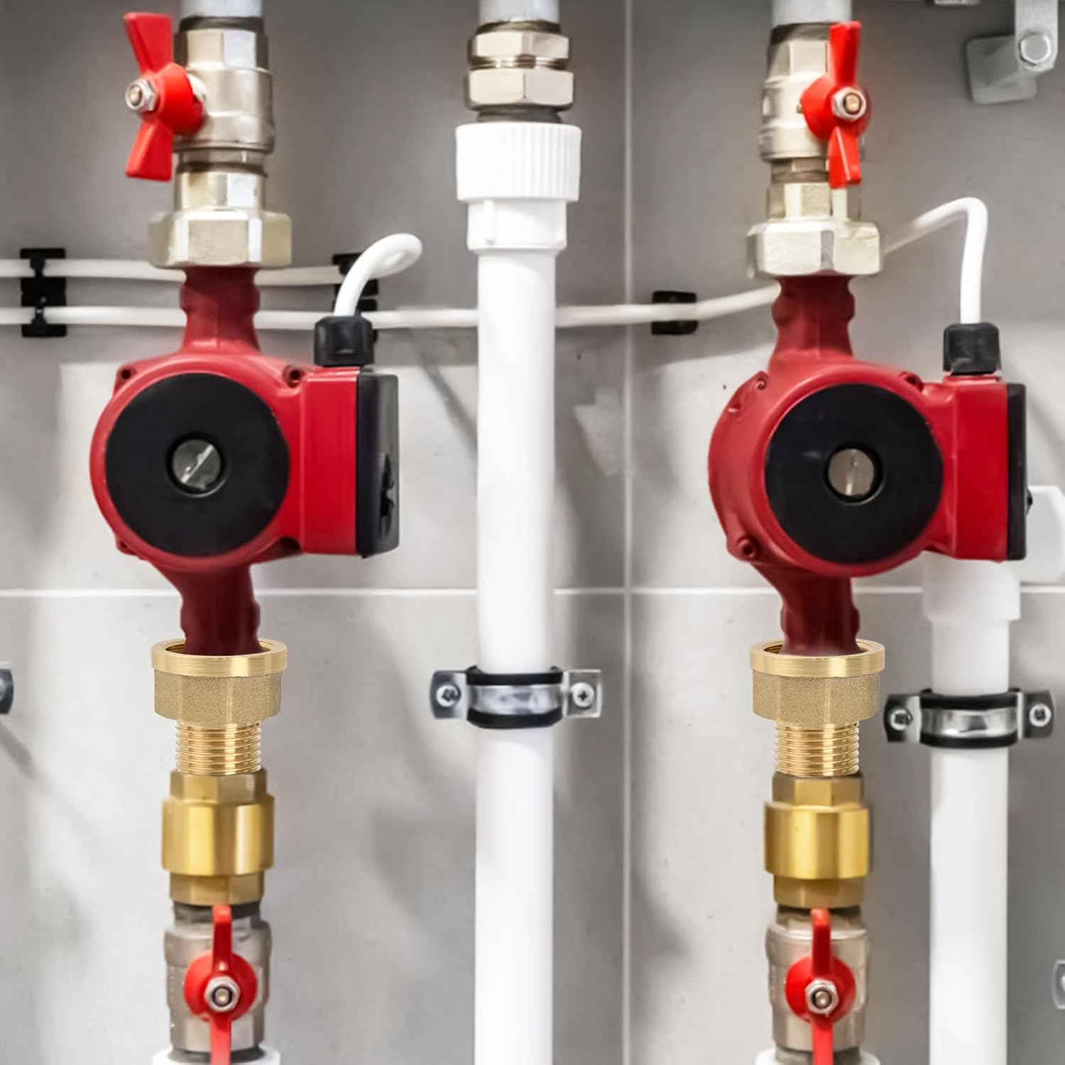 Pack of 2 Reducer 3/4 Inch to 1/2 Inch Brass Reducer Extension with 2 Pieces Rubber Seal AG/IG Adapter 3/4 Inch to 1/2 Inch for Pipe Connections image number 2