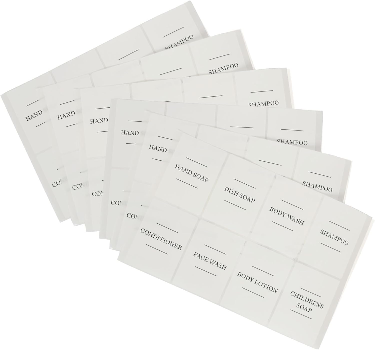 24Pc Soap Dispenser Labels Set - White - Bathroom Kitchen Shampoo Shower Gel Liquid Hand Wash Dish Foam Pump Storage Bottle - by Harbour Housewares