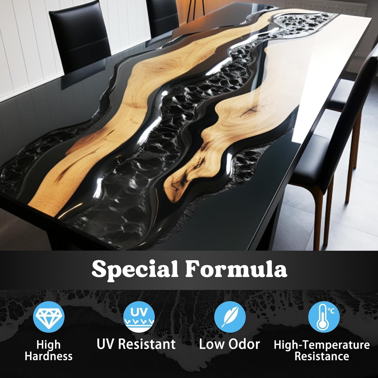 SANAAA Epoxy Resin Black474Ml,Glossy Bubble Free Epoxy Resin,Table Top Epoxy Resin for Arts and Crafts,Casting,Diy,Resin Art,Moulds,Jewellery (237Mlx2) image number 4