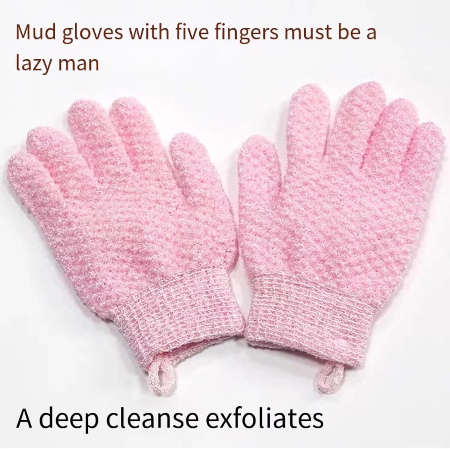 Bath Exfoliating Gloves Scrub - 4 Pcs (2Pairs) Lengthened and Large Exfoliating Scrubbing Gloves for Shower, Spa, Massage - Scrub Exfoliating Mitts for Body, Face, Hand and Foot (Black and Gray) (Blue and Pink) image number 4