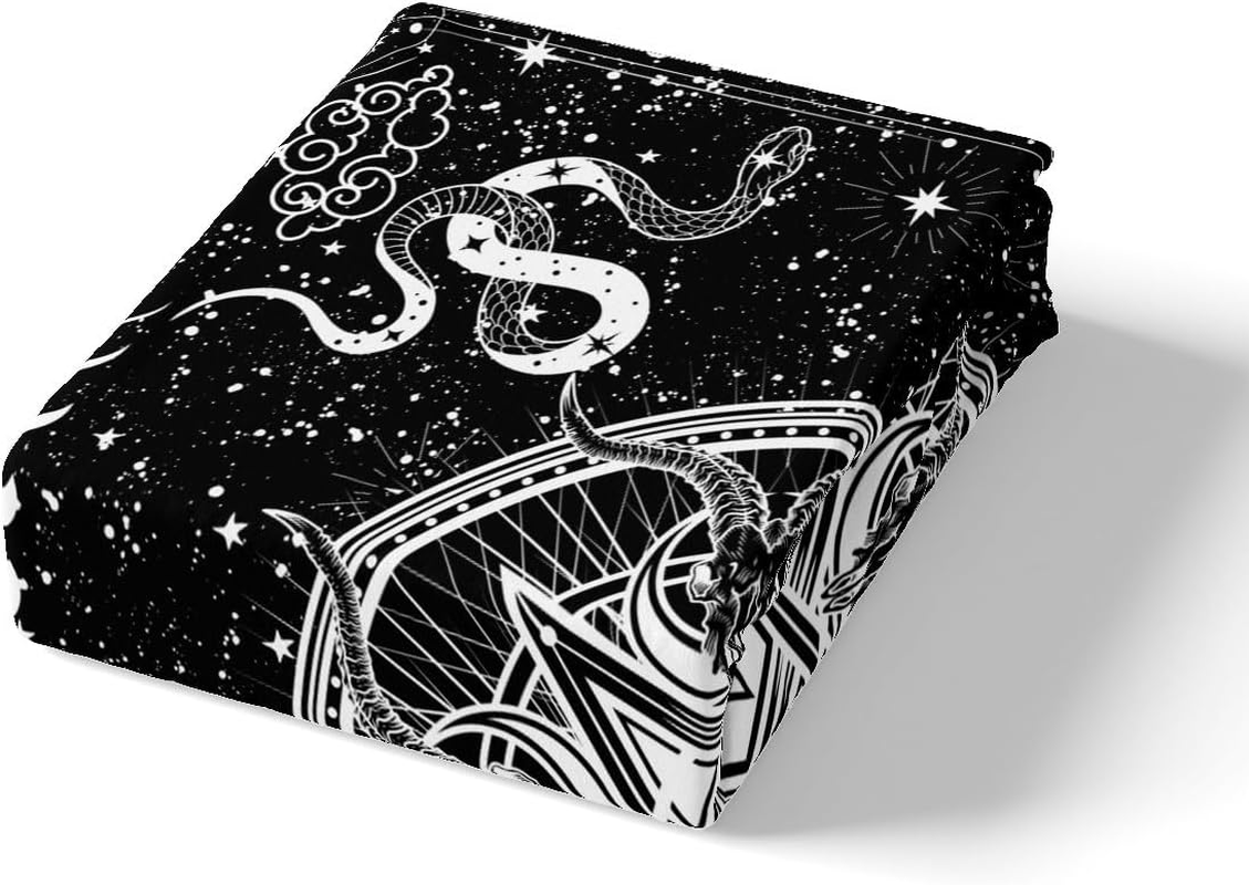 Bull Skull Black White Duvet Cover Set L Size, Sun Moon Starry Sky Bedding Set, Gothic Stars Snake Diamond Comforter Cover Children Girls Boys Room Decor Exotic Boho Quilt Cover image number 5