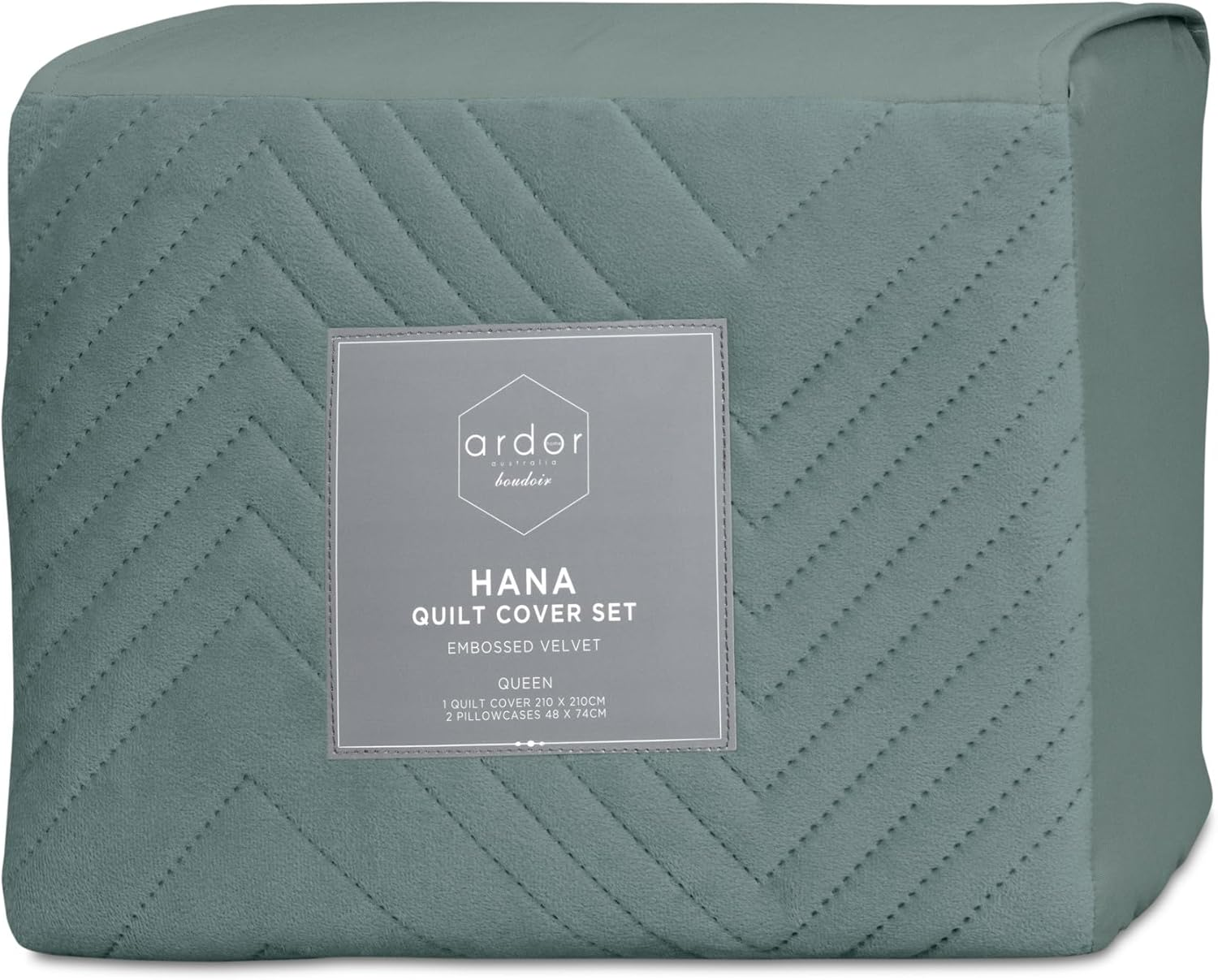 Hana Embossed Velvet Quilt Cover Set, Stormy Sea, Queen image number 6