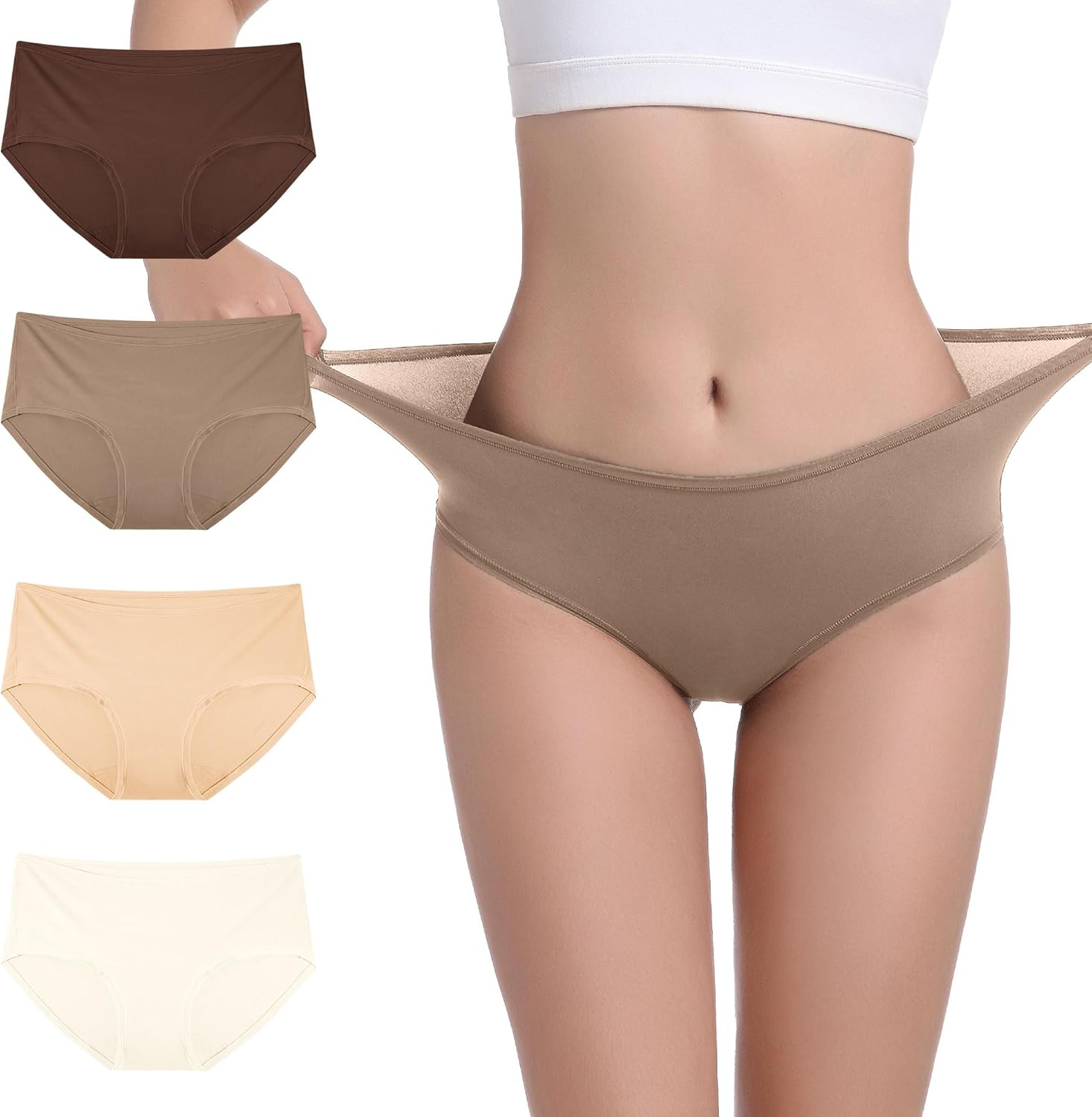 OEIOEI Women&rsquo;S Underwear Stretchy Full Coverage Ladies Panties Breathable Undies 4-Pack