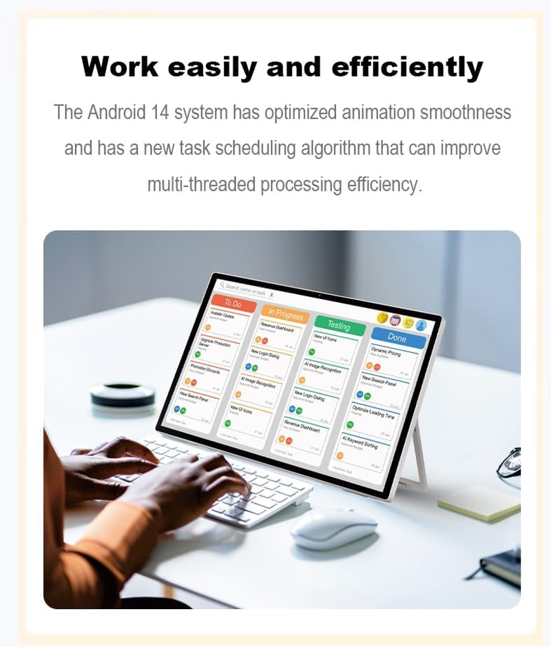 24.5-Inch 1080P IPS Android 14 Touch TV, Portable Tablet with 77.7WH Battery, 20W Speaker for Outdoor Entertainment, 8-Core CPU, 8G+128G Memory, 4K Camera Computer for Home, Education, Video Call image number 6