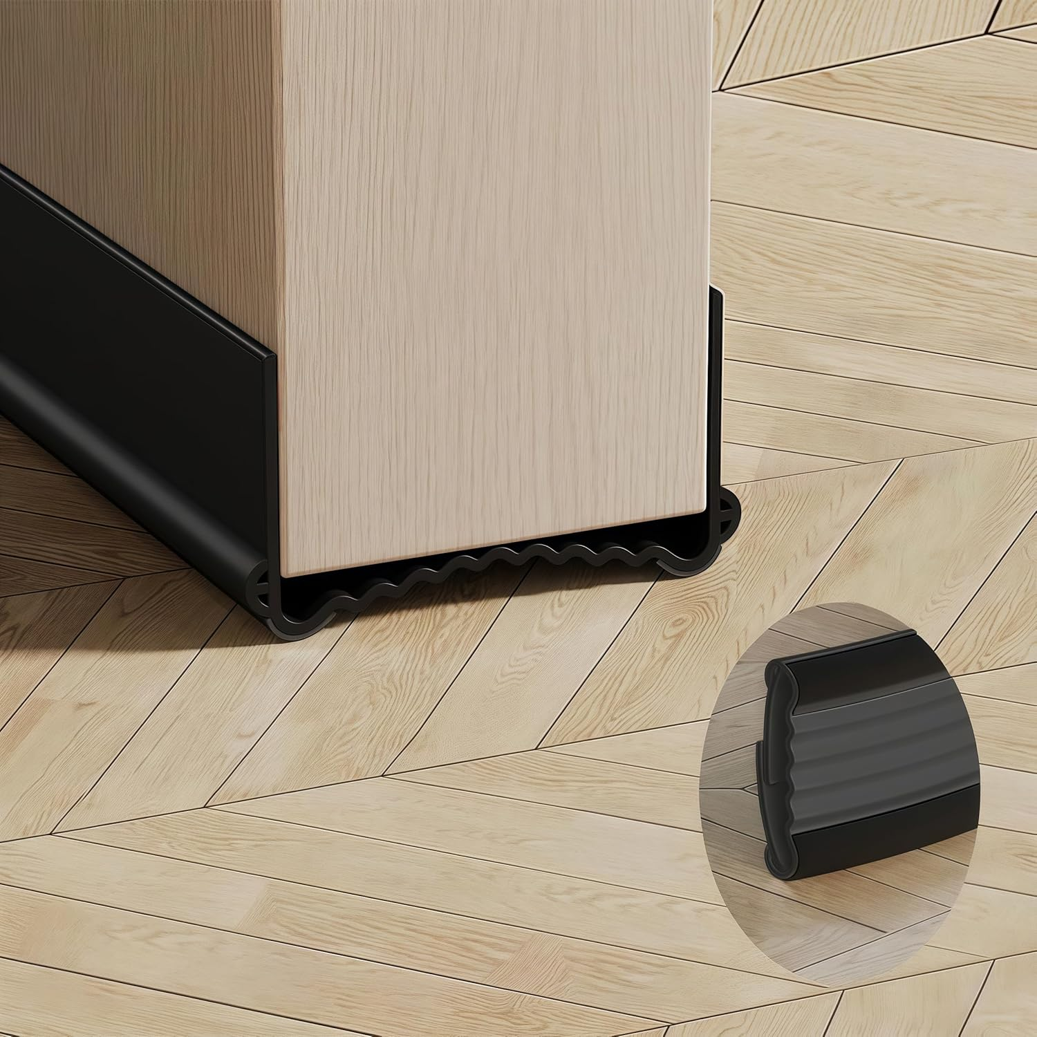 LAYOMI New Upgrade under Door Draft Stopper 39" - Double-Sided Mute Door Seam Seal Strip for Soundproofing and Noise Blocking (Black, for Door Thickness 3.5-5.5 Cm)