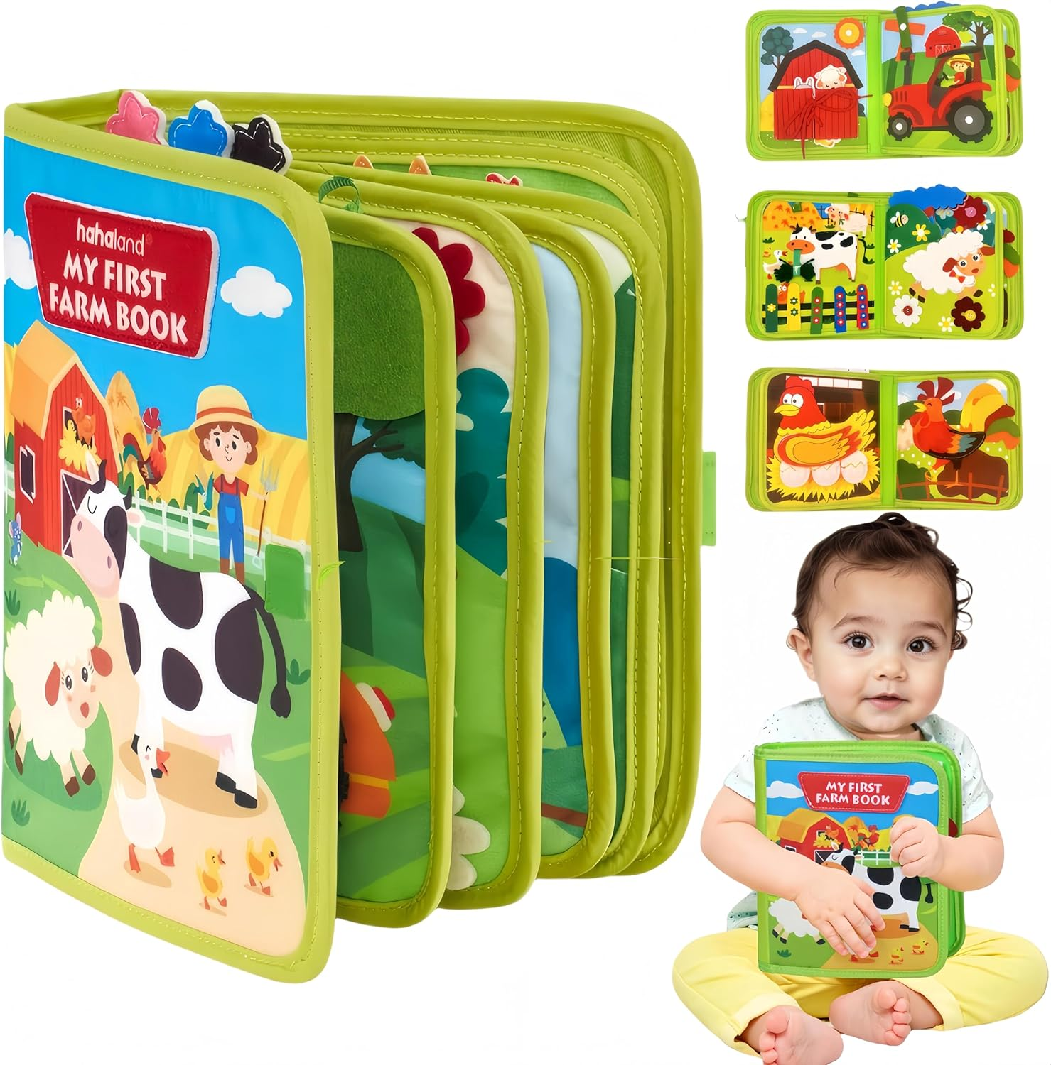 Febohao Busy Board for Toddlers 1-3 Activities Travel Toys for Plane Montessori Baby Busy Book with 8 Interactive Pages Learning Education Sensory Farm Animals Toys image number 6