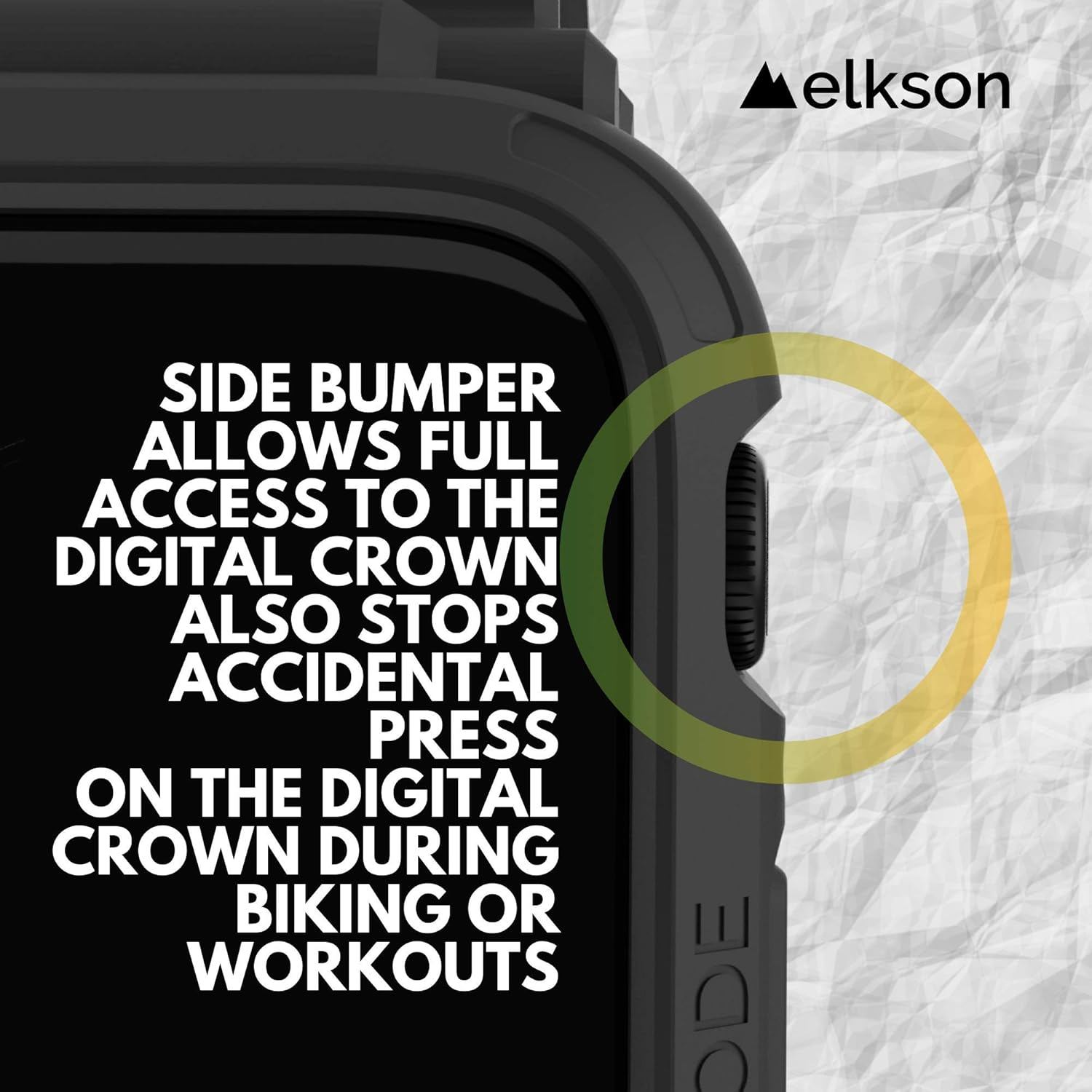 Elkson Compatible with Apple Watch Series 7 54Mm 6 SE 5 4 Bumper Case Band 44Mm Iwatch Quattro Pro Series Fall Protection Durable Military Grade Protective TPU Mud Shock Proof Resist Men Black image number 3
