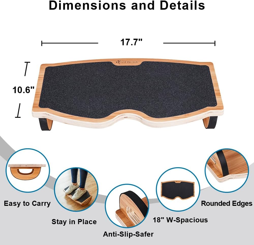 Strongtek Foot Rest under Desk, Step Stool, Balance Board, Non Slip, Ergonomic Pressure Relief for Proper Posture Support, Home, Office and PC Use 18Wx11L image number 2