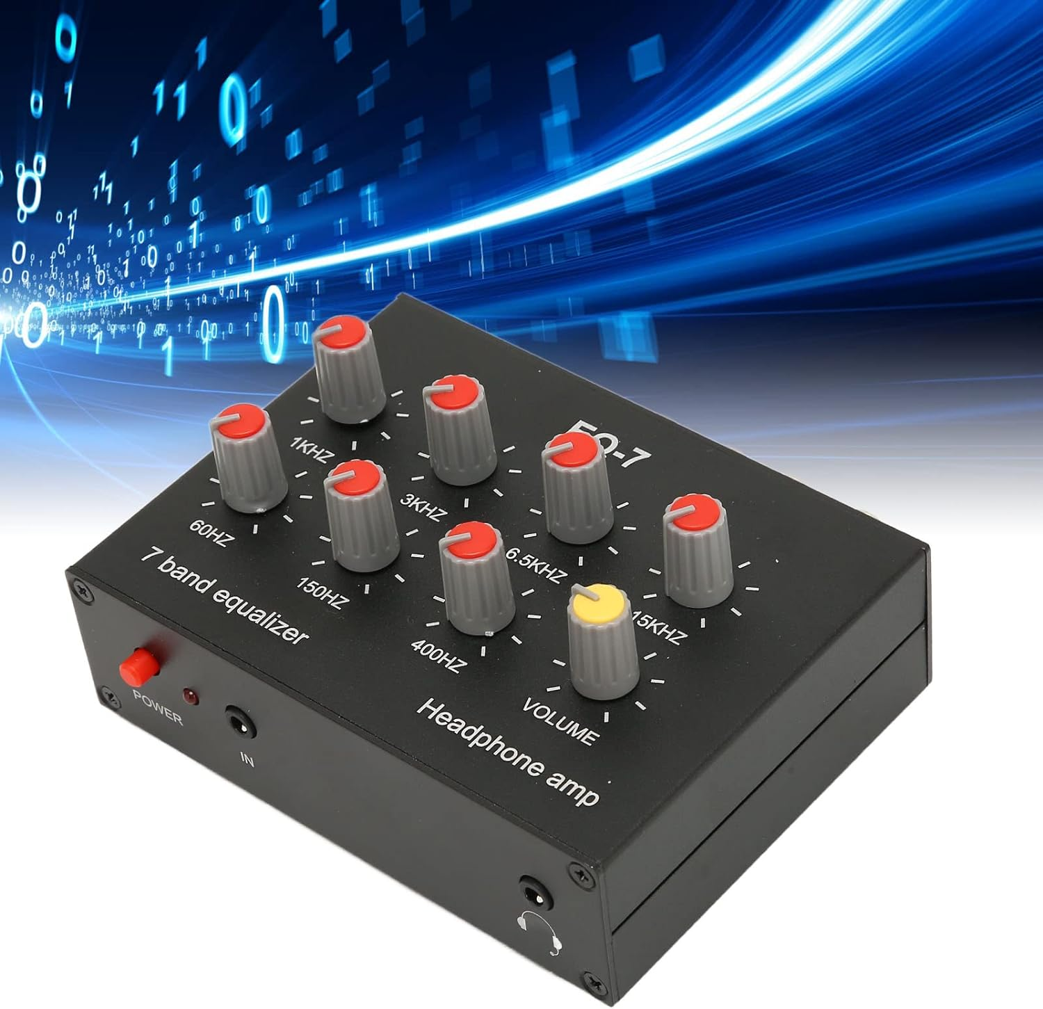 7 Band Sound Equalizer 12Db High Bass Dual Channel Digital Equalizer, Aluminum Alloy, Compatible with Headphones, 3.5Mm Interface for Cell Phones, DC5V to 12V Power Supply image number 6