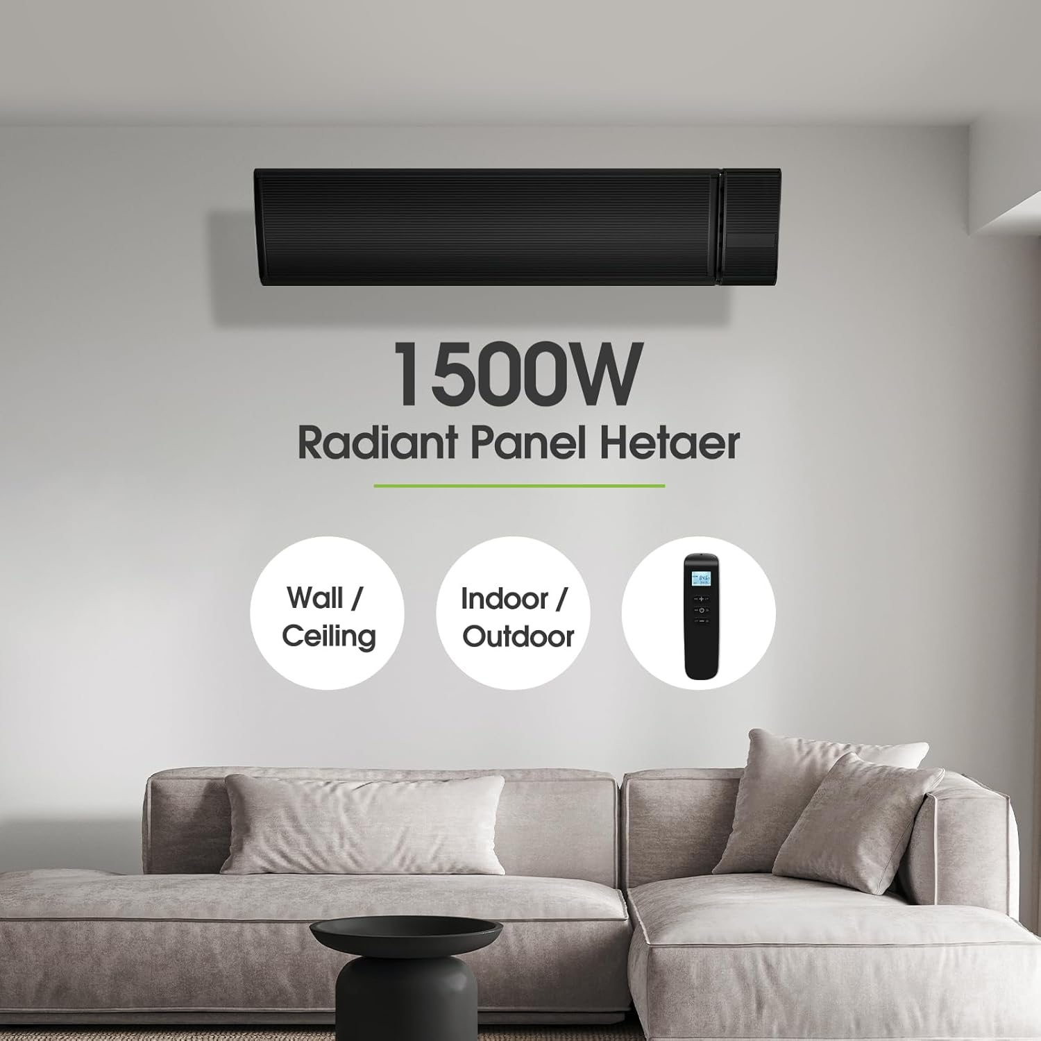 1500W WIFI Infrared Heater for Outdoor, Built-In Thermostat Infrared Heater Strip, Mobile App Control Wall & Ceiling Energy Saving Eco-Friendly Heating Radiant Patio Heater image number 4