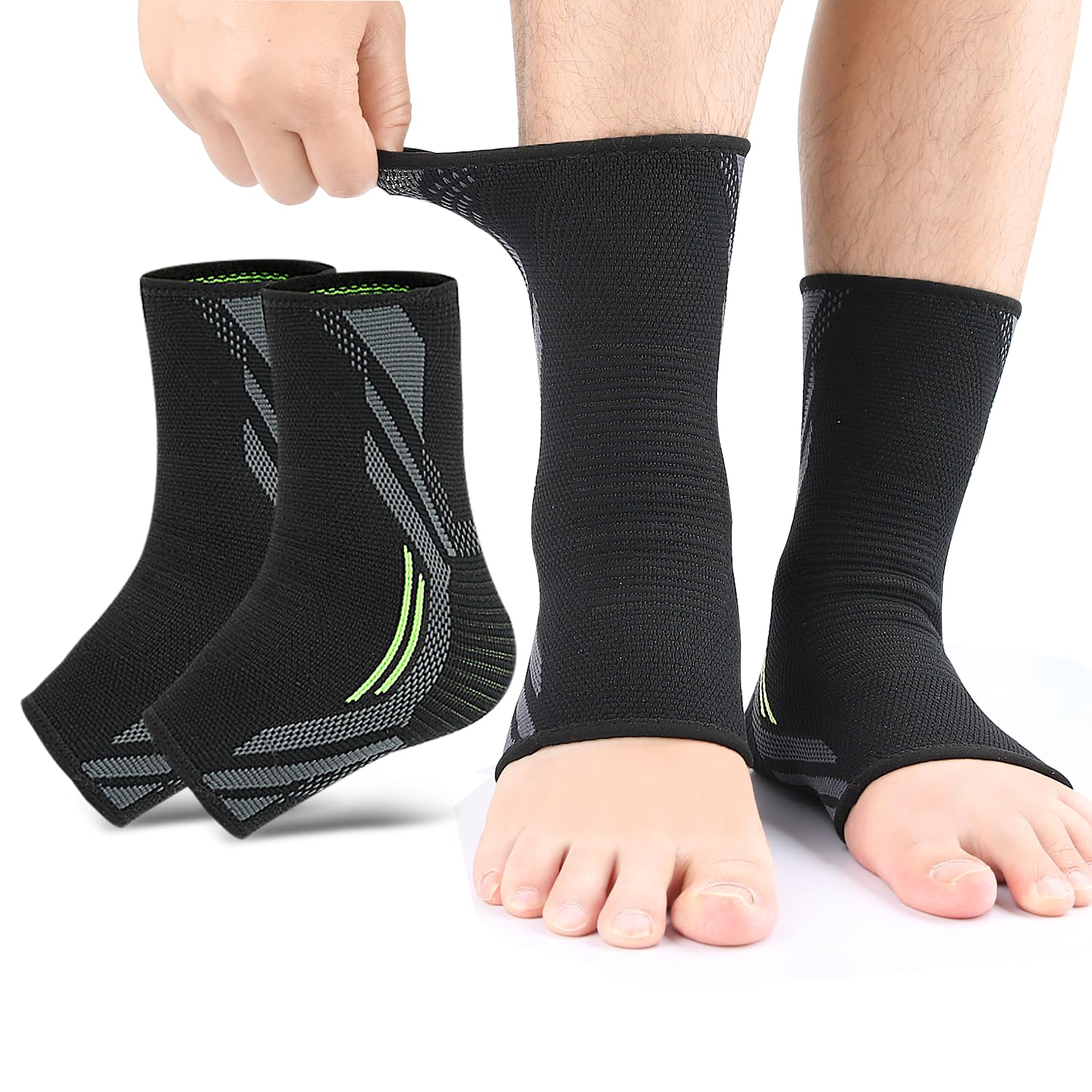 Ankle Support, Ankle Brace Compression Sleeve, Plantar Fasciitis Socks for Ligament Damage & Sprained Ankle, Relieves Achilles Tendonitis, Unisex (1Pairs) (XL) image number 4