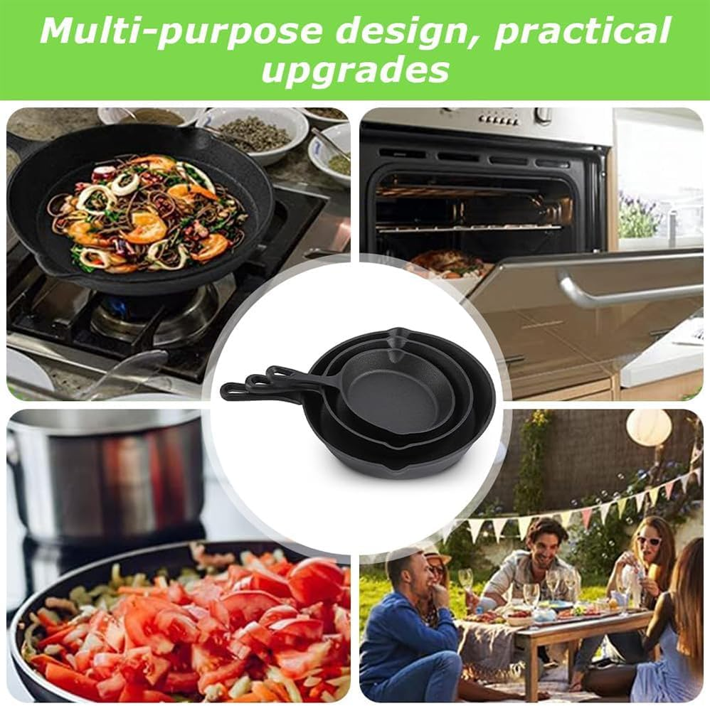 Betterlifewj 3 Pcs Non Stick Frying Pan, Cast Iron Pan, Black Cast Iron Skillet,Cast Iron Cookware,Pans Cookware Set for Frying,Saute,Cooking, Pizza,Steak,Or Pancake and More image number 2
