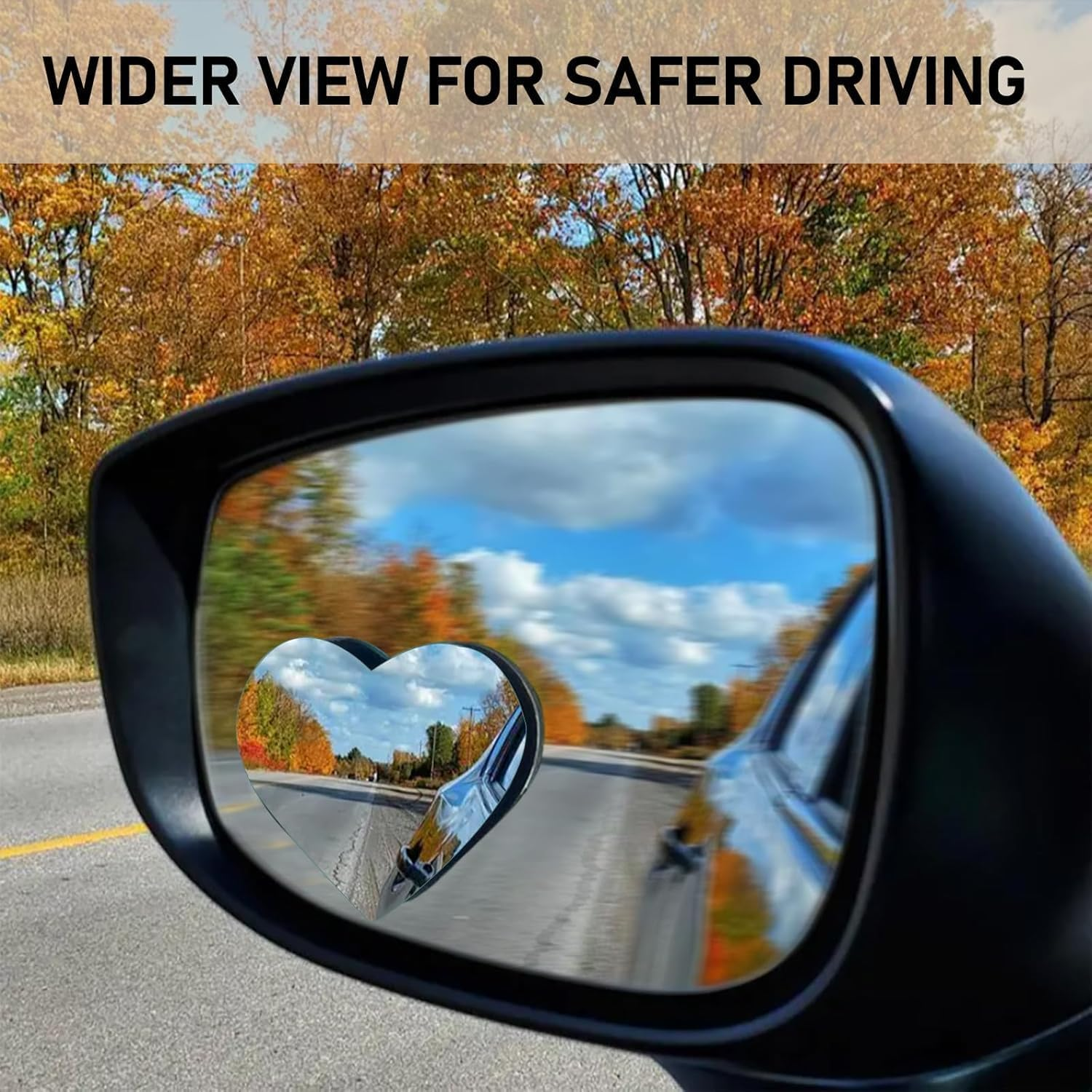 2 Pack Heart Blind Spot Mirrors, Wide Angle Convex Rearview Side Mirrors, Cute Frameless Stick-On Car Accessories for Women, Suvs, and Trucks image number 6