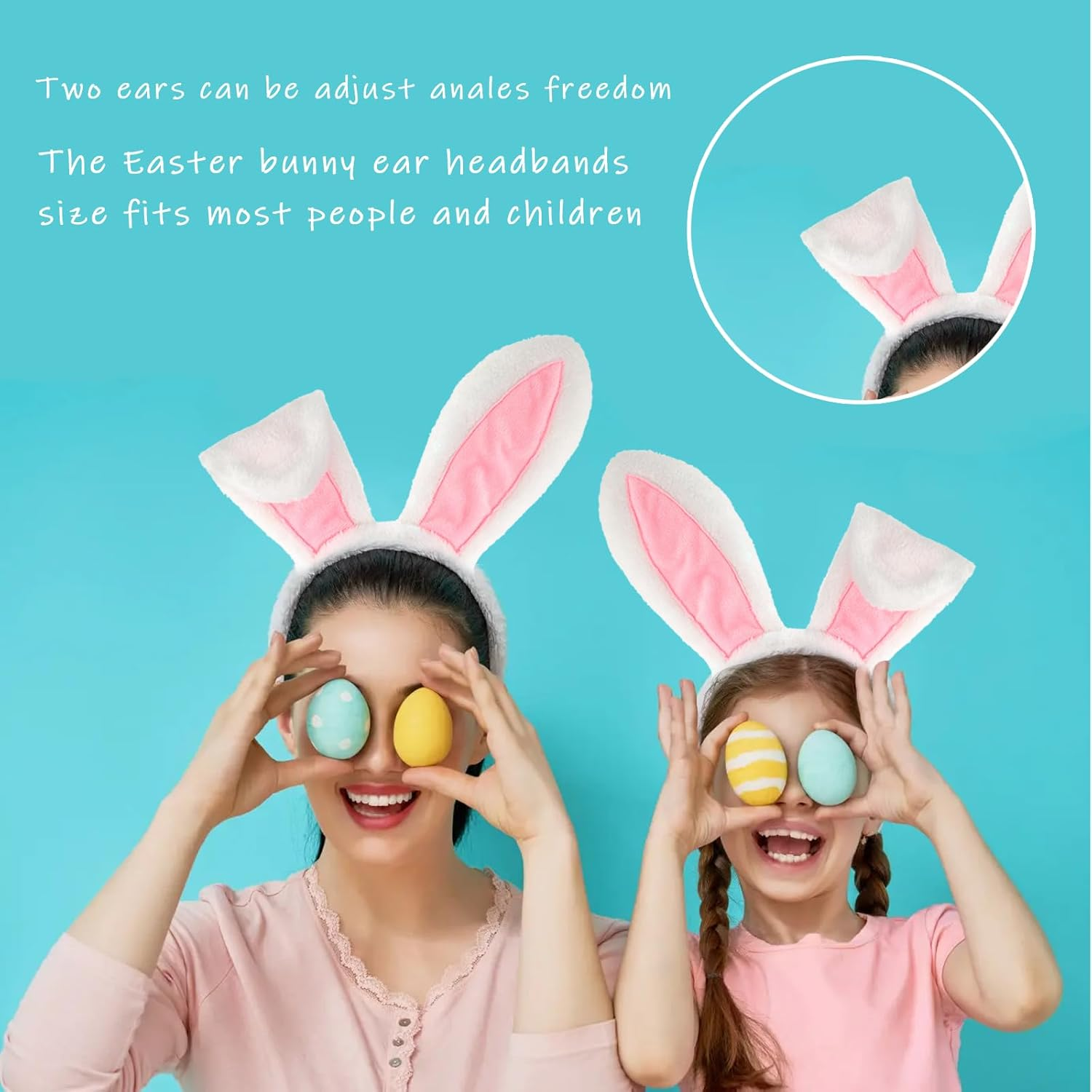 3 Pcs Easter Bunny Ears Kit, Plush Easter Headband with Bowtie and Nose, Cute Gifts for Kids Women Party Cosplay Easter Bunny Costume image number 6