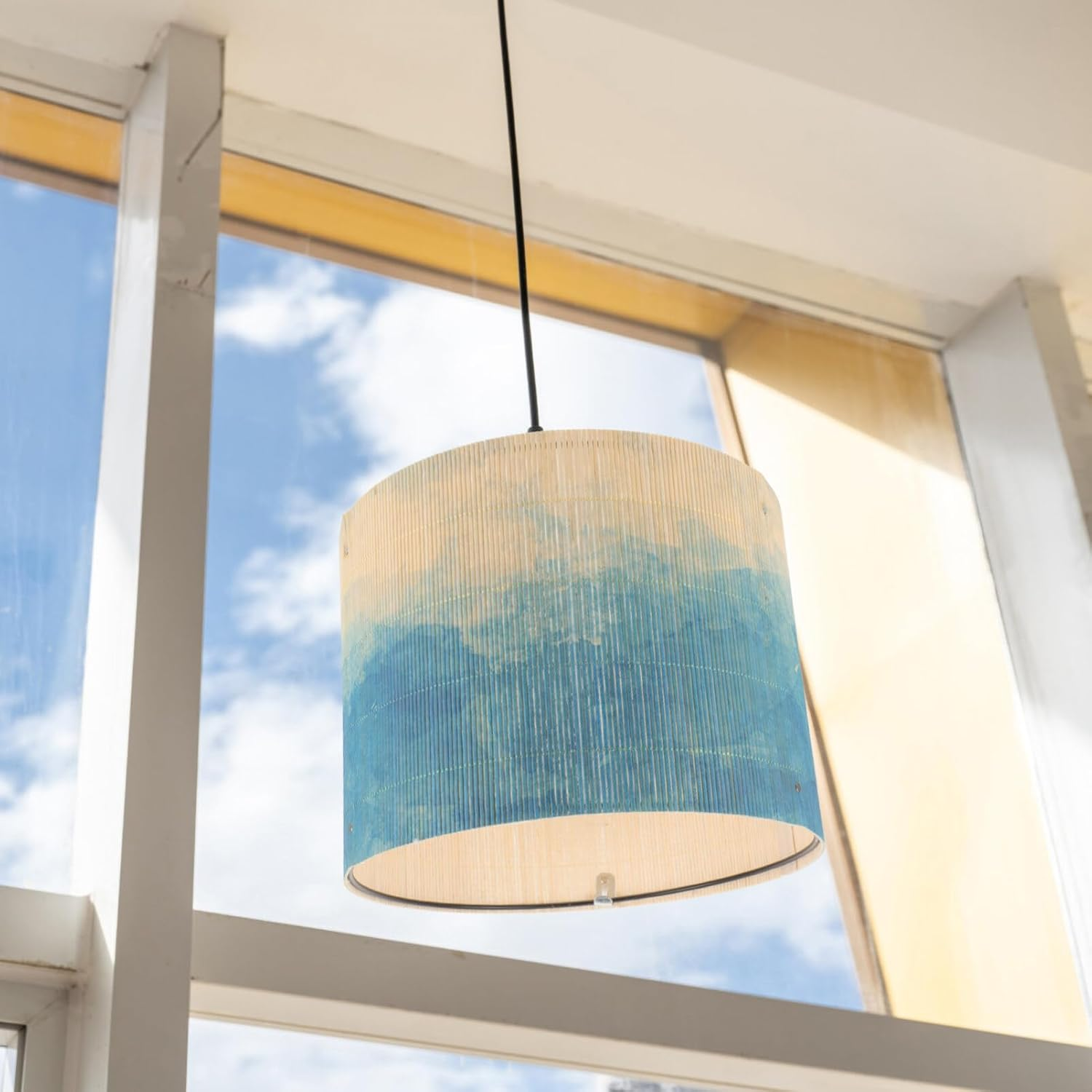 HOLIDYOYO Versatile Bamboo Table Lamp Shade Abstract Print Pattern Enhance Your Home Decor image number 3