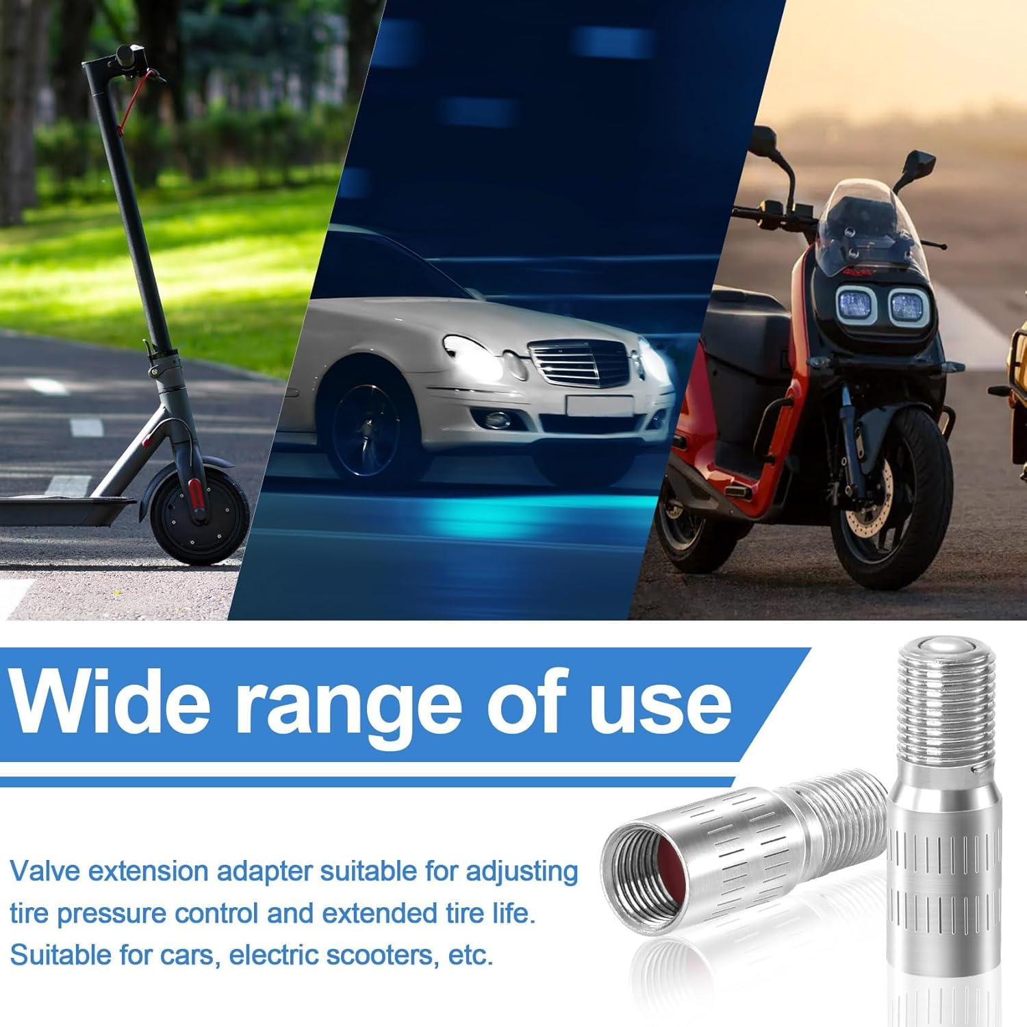 4 Pcs Tyre Valve Extension - Tire Valve Extenders Brass Tire Stem Extension Wheel Tire Cap Extender Adapter for Car Motorcycle Truck image number 2