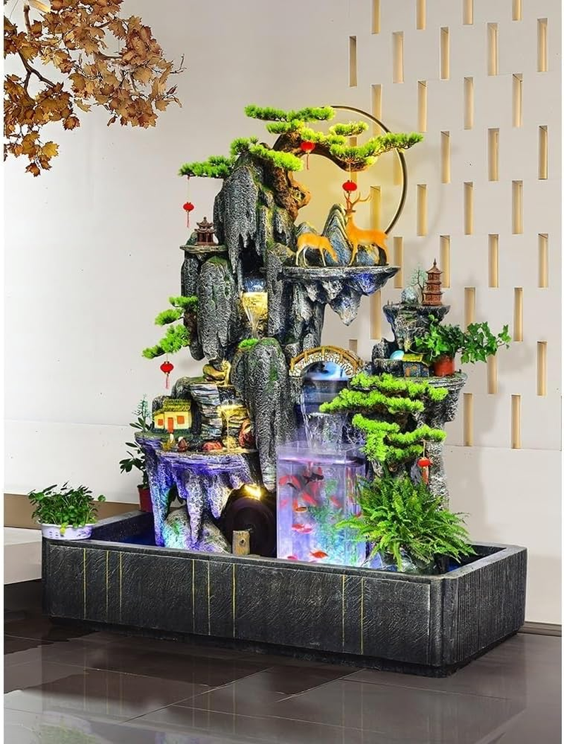 Outdoor Fountain Creative Rockery Fountain Flowing Entrance Courtyard Balcony Hotel Living Room Landscape Decoration with Fish Tank