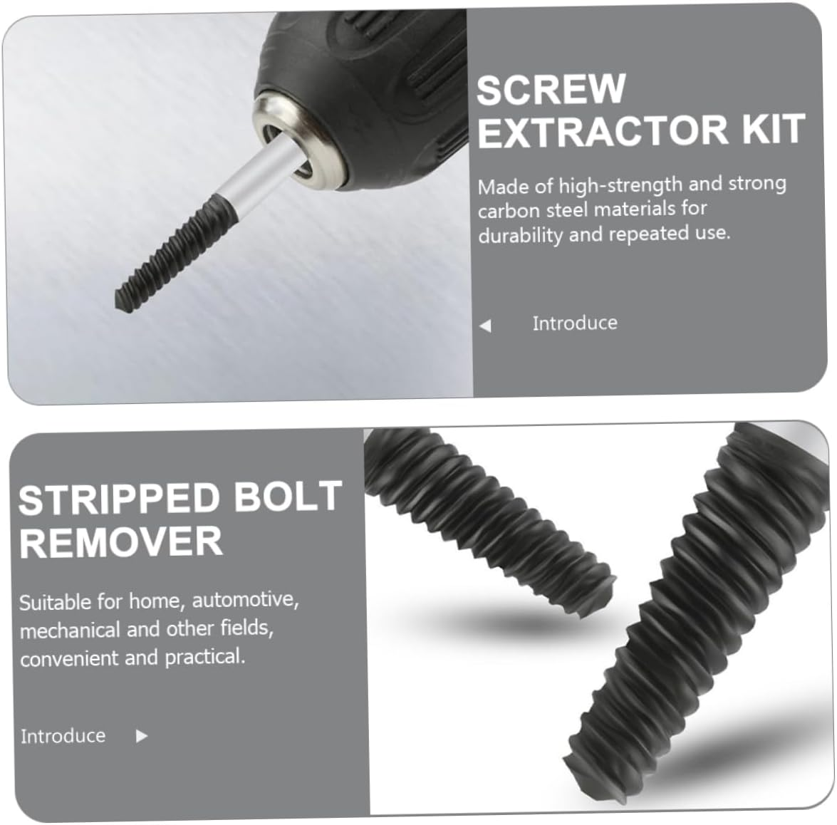 Jojofuny 5Pcs Screw Extractor Set Broken Bolt Remover Carbon Steel Stripped Screws Removal Tool Compact Portable Design for Home Automotive Use image number 3