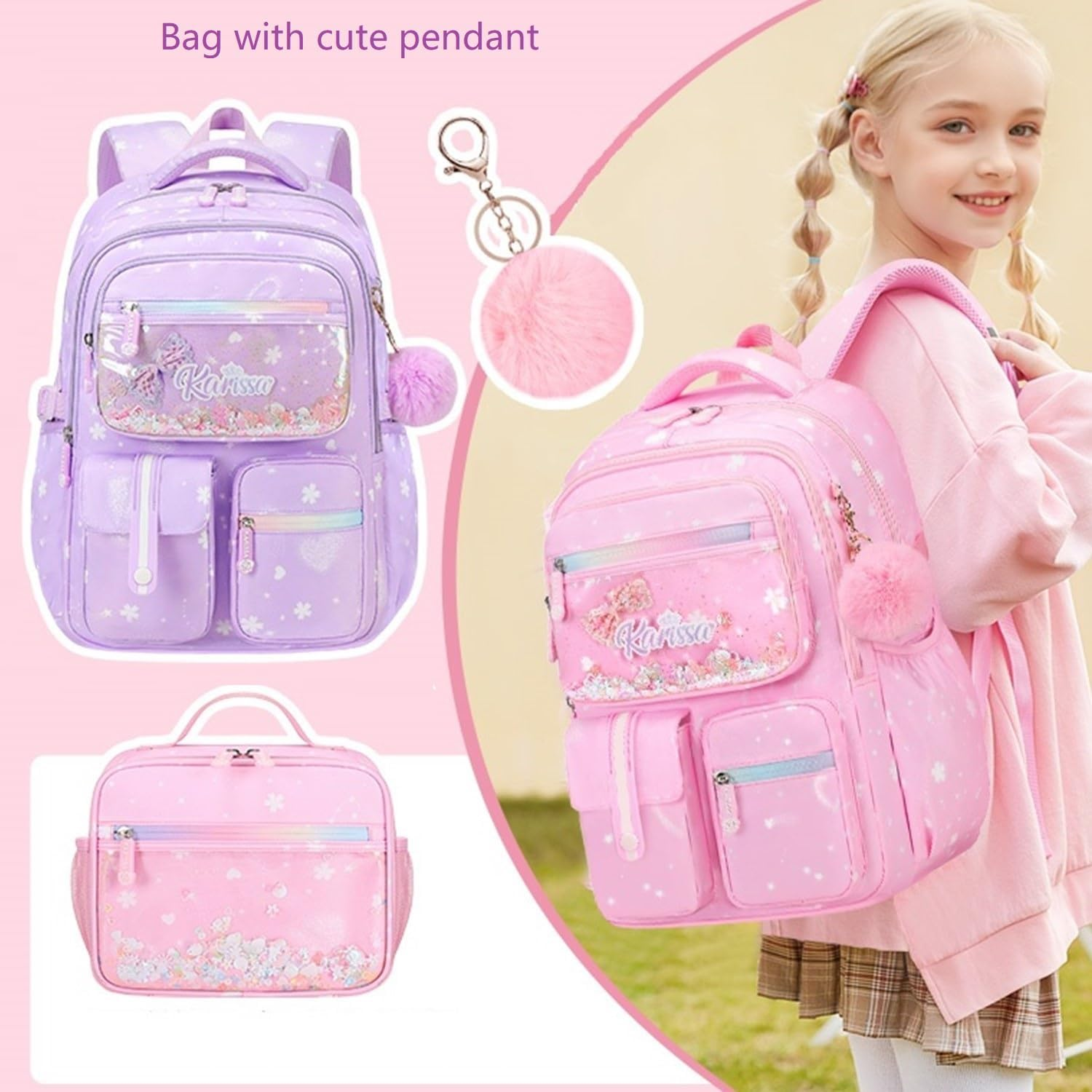 ETAISHOW Kids Backpack for Girls Bookbag for Elementary School Pre Girls School Bag Water Resistant