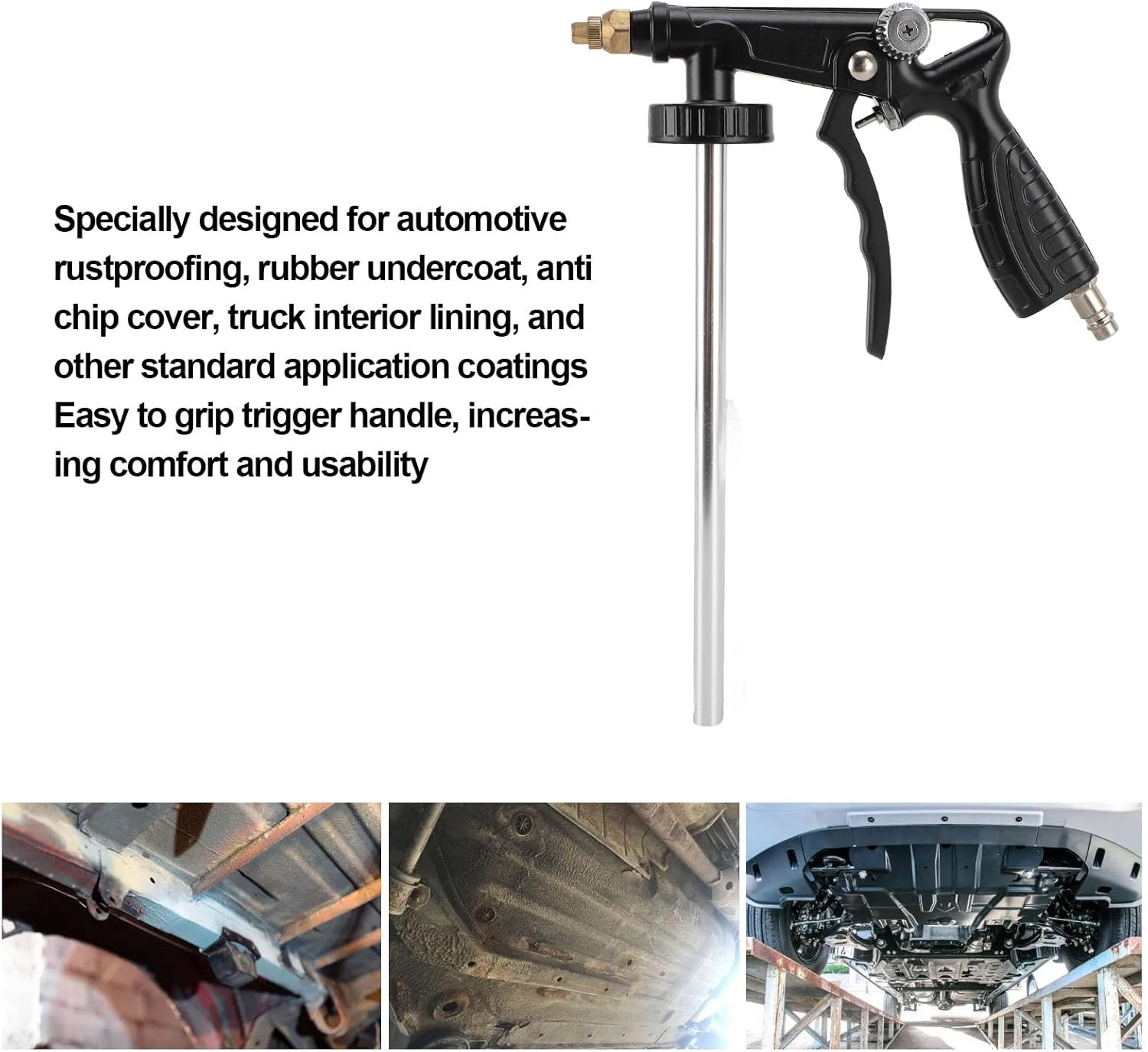 Fdit Air Undercoating Spray Gun, Pneumatic Automotive Rustproofing Sprayer with Quick Connector Hose & Stainless Steel Tube, Ergonomic Design for Truck Bed Liners image number 6