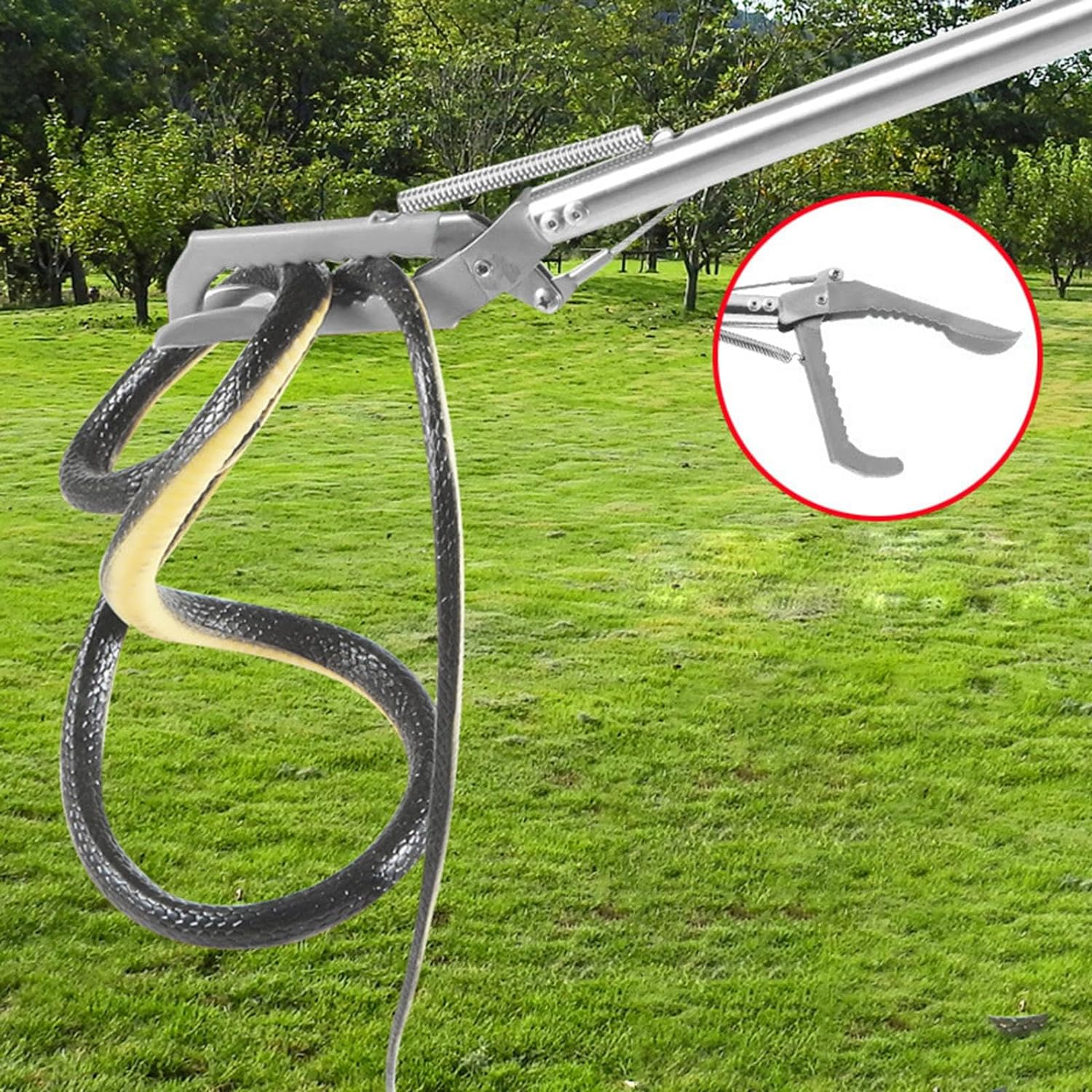 Perfk Snake Catcher Reptile Grabber Foldable Seafood Multipurpose Grabber Non Slip Long Handle Tongs Snake Clip Tool Heavy Duty Lockable Equipment, 150Cm image number 2