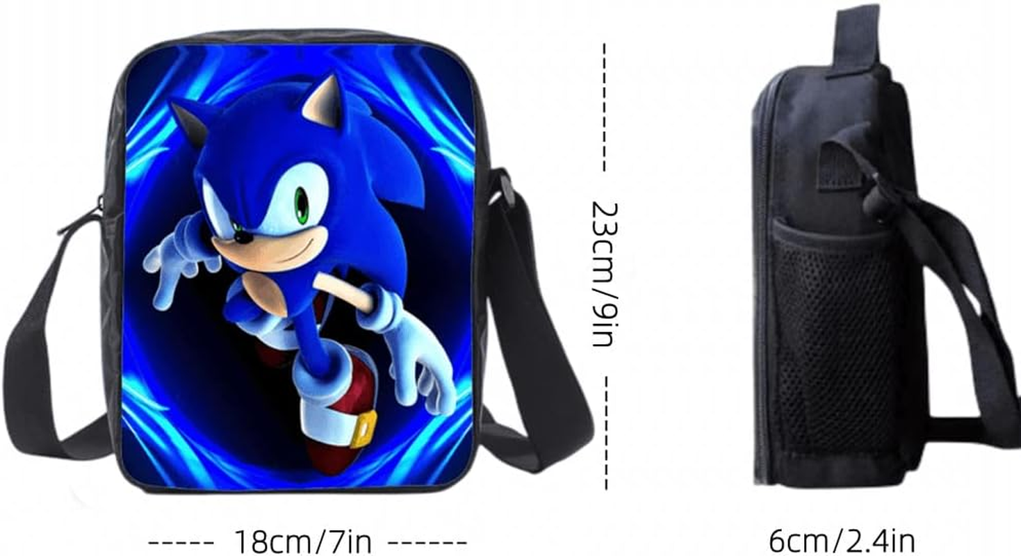 AII Lover 3Pcs Anime Hedgehog Backpack with Pencil Case,16In 3D Printed Cartoon Game Backpack Laptop Backpack (B) image number 2