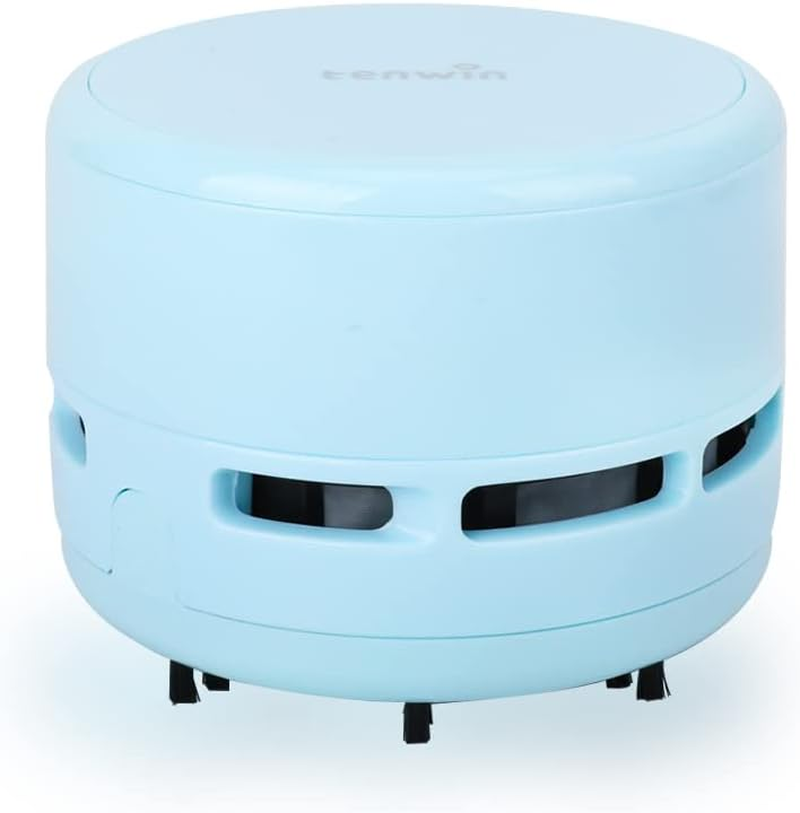 Fineinno Desktop Vacuum Cleaner, Mini Table Cleaner,Table Crumb Sweeper,Perfect for Crumbs, Dust, Pet Hairs, Battery Operated (Blue)