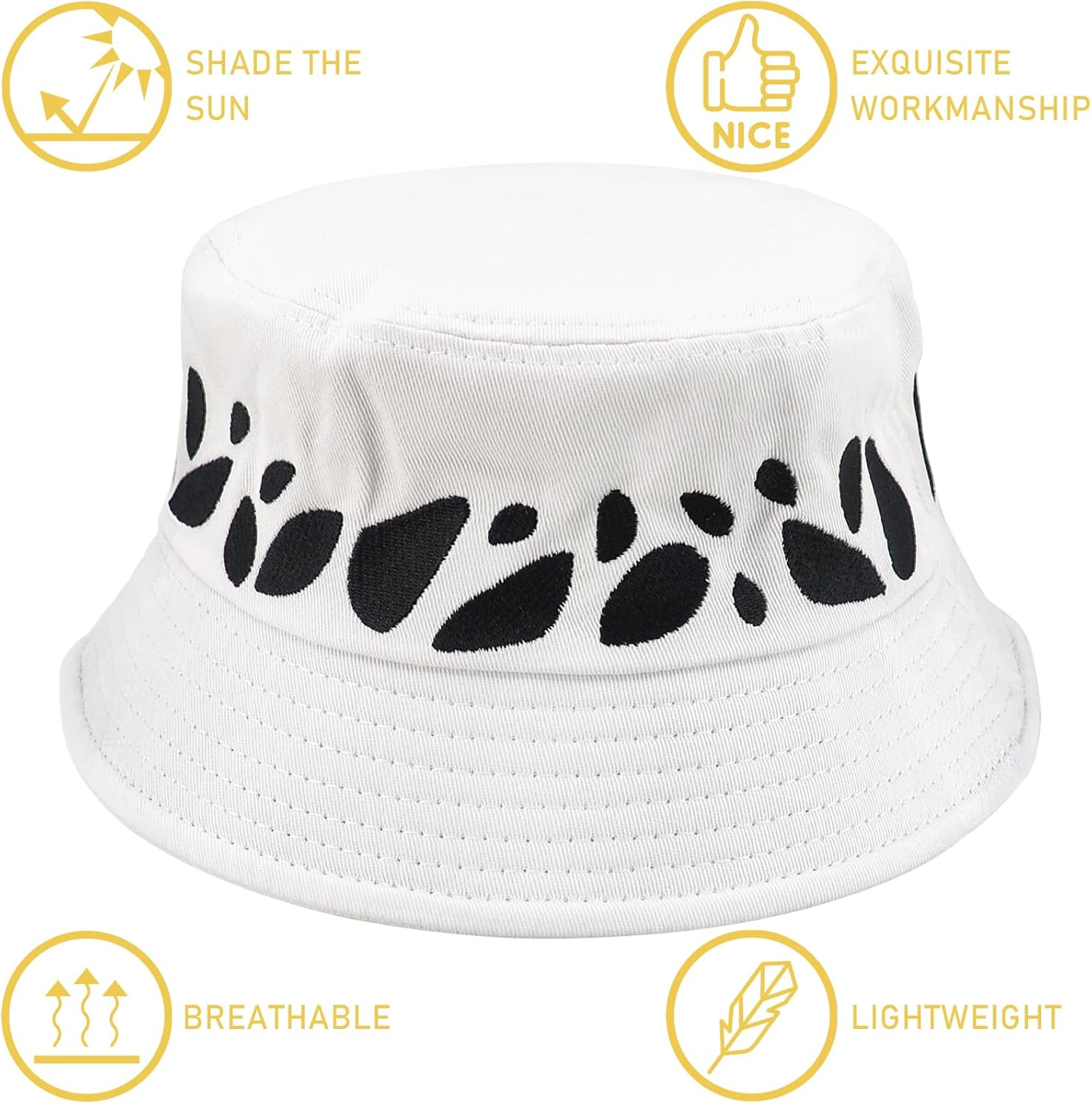 Novel Style Bucket Cosplay Hats Inspired for Men Women Fishing Hat and Summer Protection Hat | 360 Degree Outdoor Beach | UV Protection | White, White, One Size image number 1