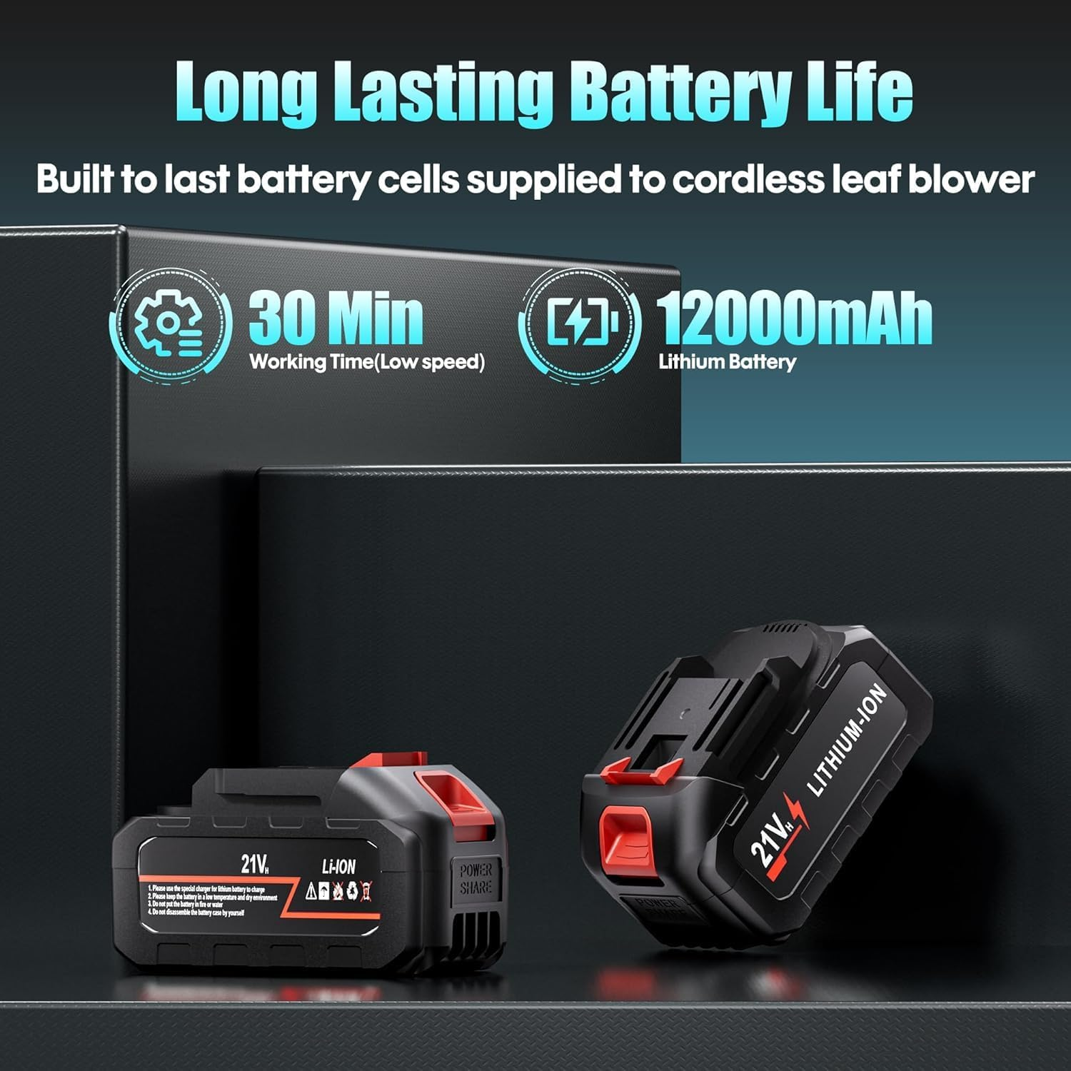 Cordless Leaf Blower, Lightweight Handheld Turbo Jet Blower 130000 RPM Portable Dust Cleaner with Adjustable Speed for Patio Lawn Care Patio Cleaning Blowing, 2 * 2.0Ah Battery Powered