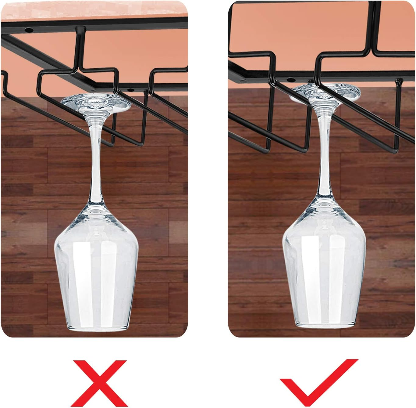 MOCOUM (4 Rows) - Wine Glasses Rack under Cabinet Stemware Rack,Wine Glass Hanger Rack Wire Wine Glass Holder Storage Hanger for Cabinet Kitchen Bar (4 Rows) image number 5