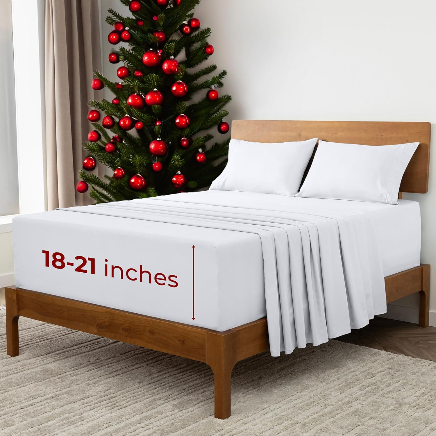 Mellanni King Sheets Set - 4 PC Iconic Collection Bedding - Hotel Luxury, Extra Soft, Cooling Bed Sheets - Wrinkle, Fade, Stain Resistant (King, Laced Sky Blue)