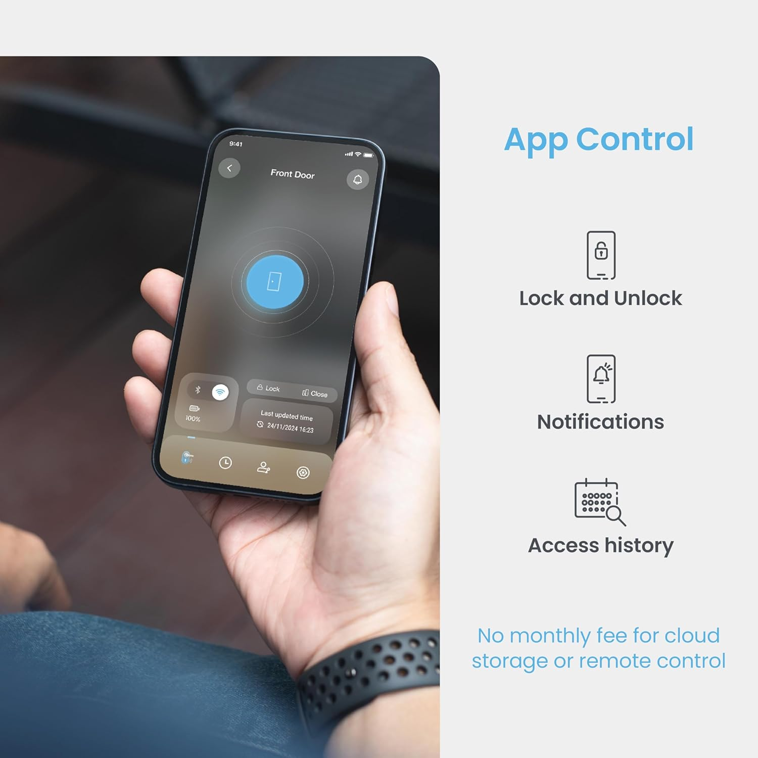 Lockly PIN Genie Pro Zeno Series Smart Door Lock. Video and Fingerprint Access Keyless Entry Deadbolt. Digital Front Door Lock Satin Nickel with Built in Wifi Connectivity image number 3